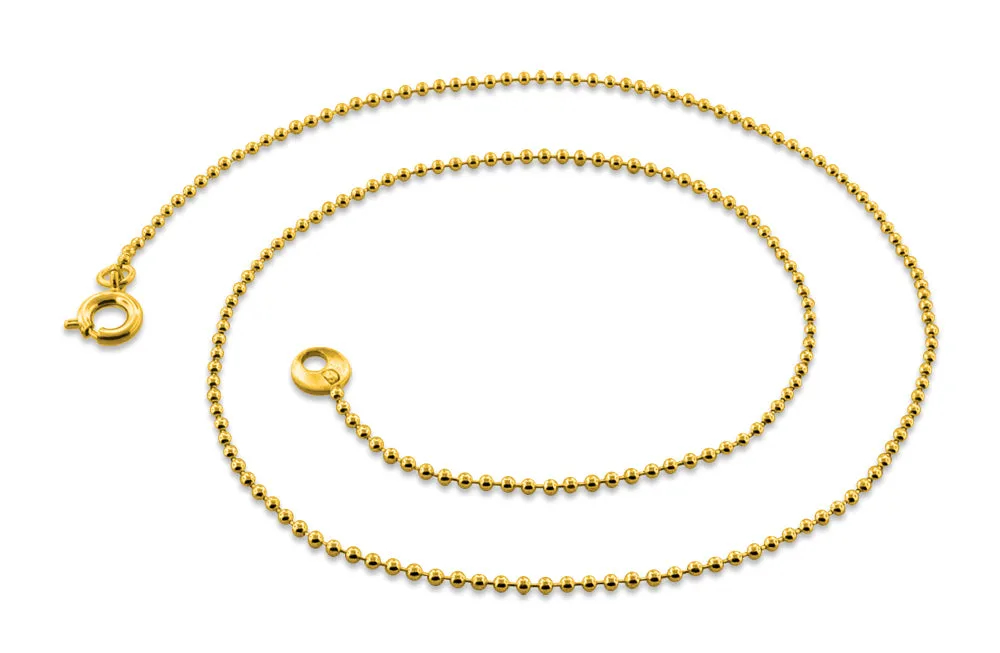 14K Gold Plated 24" Bead Brass Chain Necklace 1.50mm