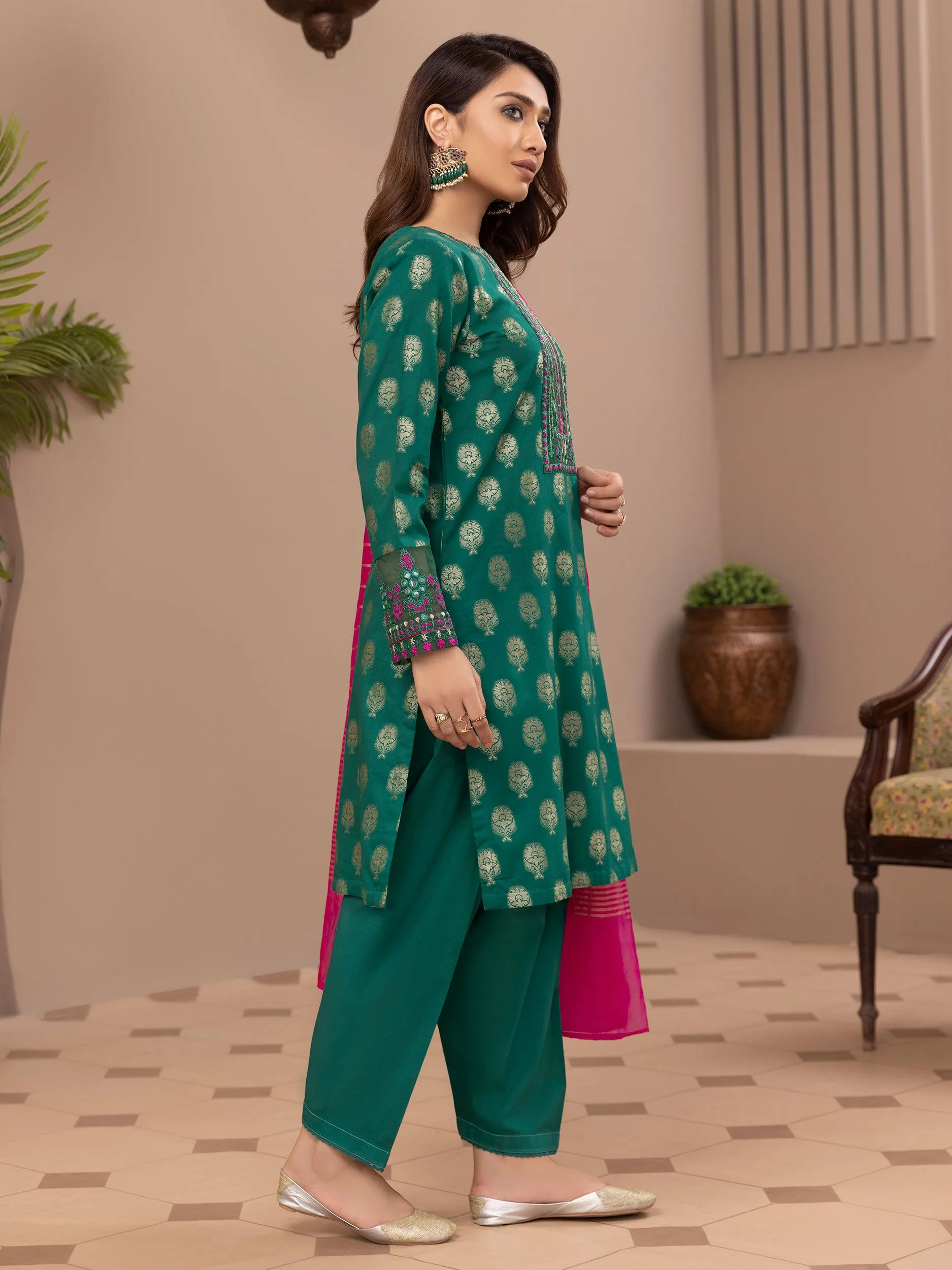 2 Piece Jacquard Suit-Embroidered (Unstitched)