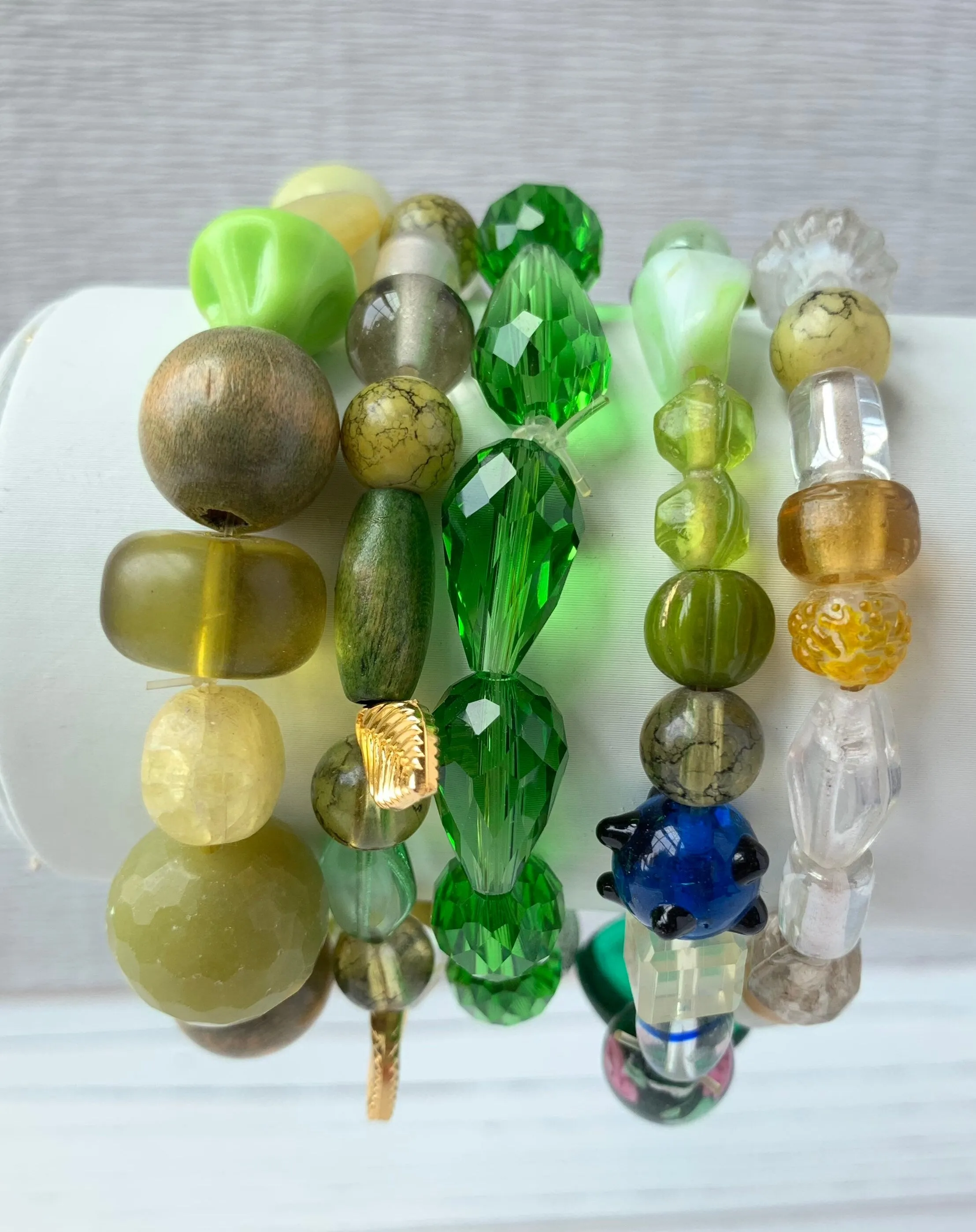 5-Piece Olivine Stretch Bracelet Set One of a Kind