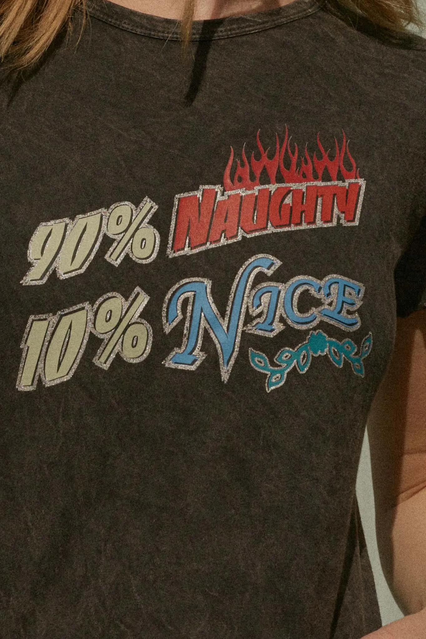 90% Naughty 10% Nice Cropped Graphic Baby Tee