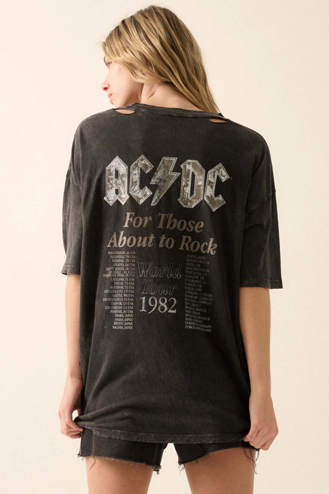 AC/DC 1982 World Tour Distressed Graphic Tee