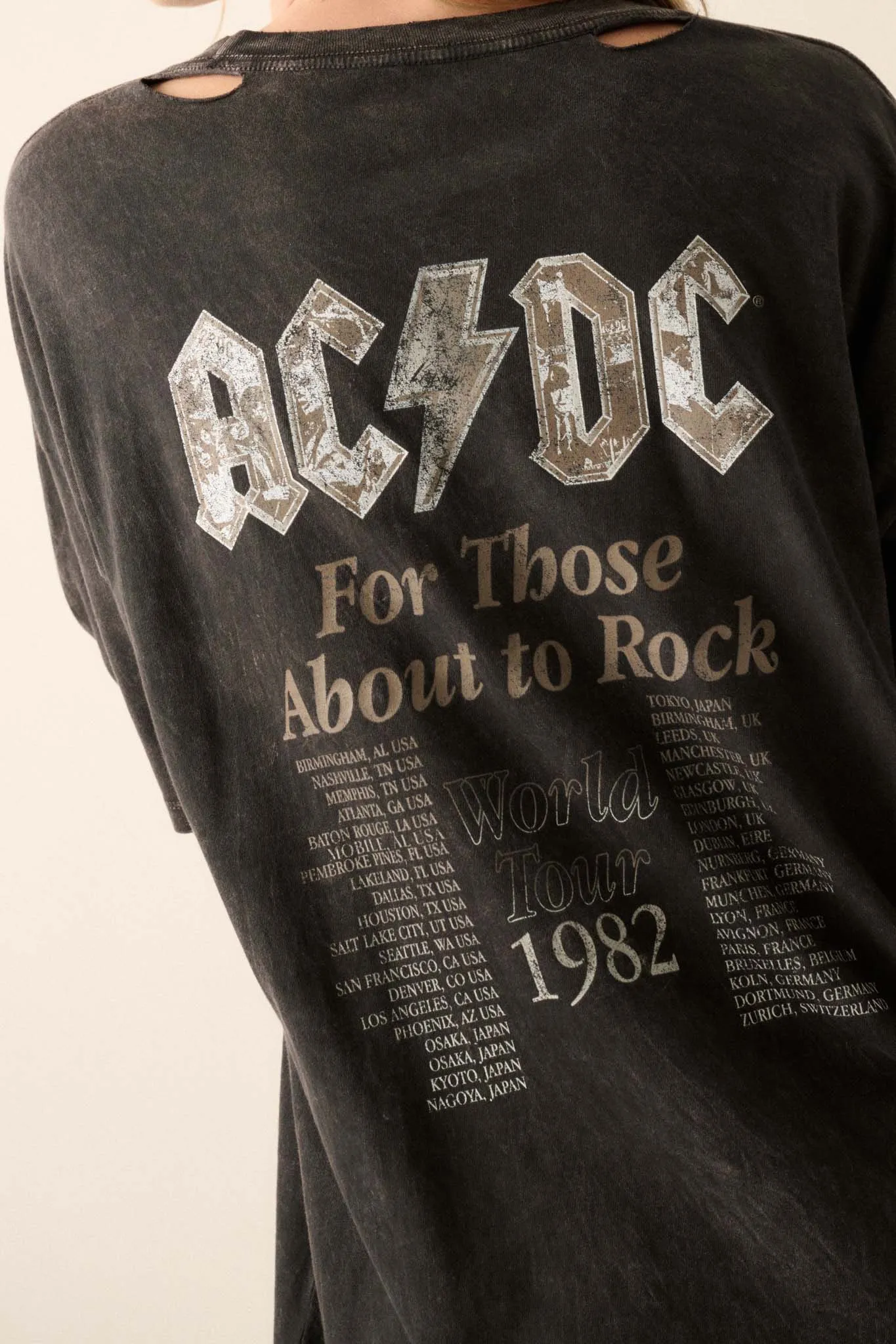 AC/DC 1982 World Tour Distressed Graphic Tee