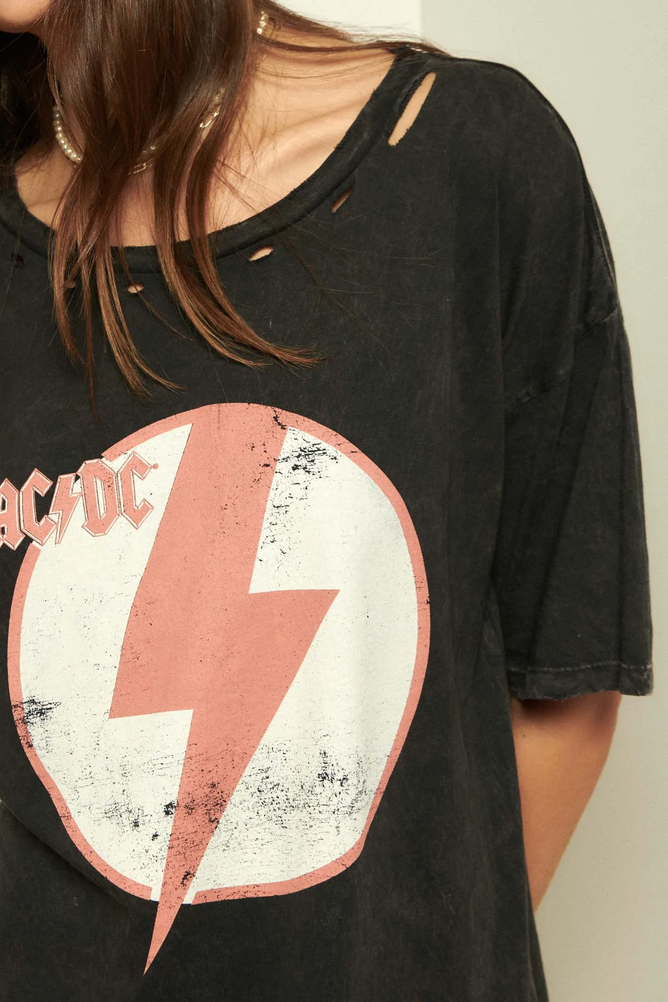 AC/DC Lightning Bolt Distressed Graphic Tee