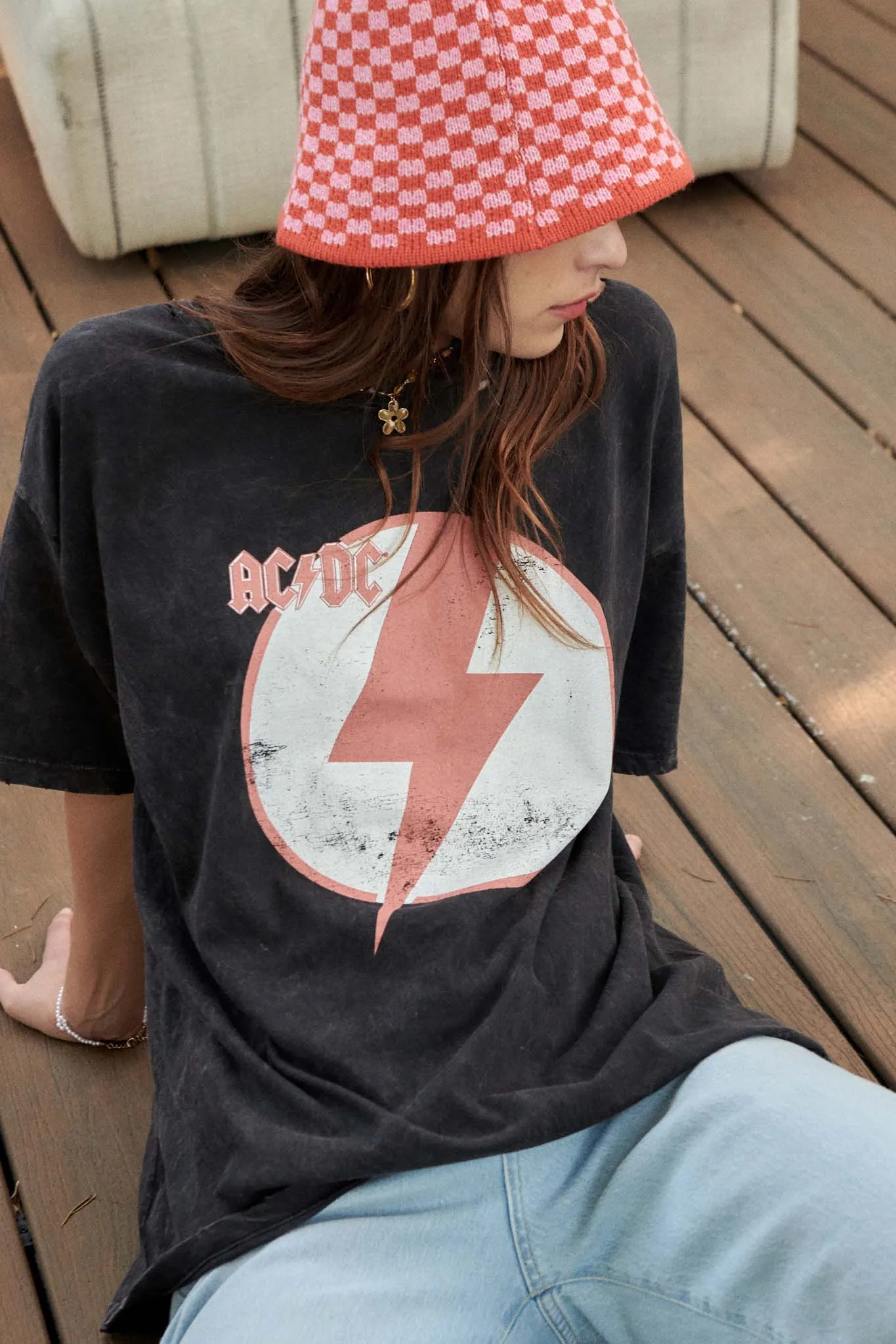 AC/DC Lightning Bolt Distressed Graphic Tee