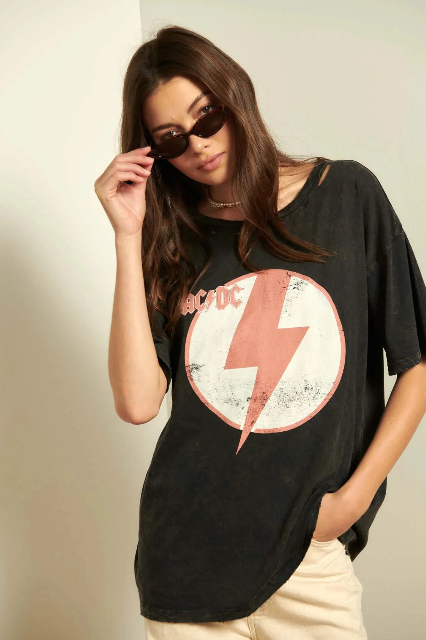 AC/DC Lightning Bolt Distressed Graphic Tee