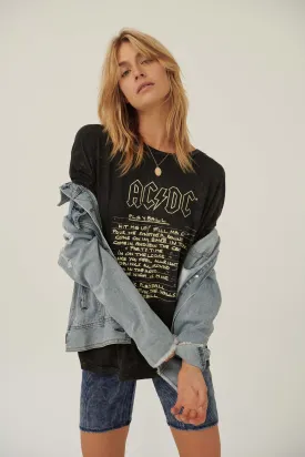 AC/DC Play Ball Lyrics Distressed Graphic Tee