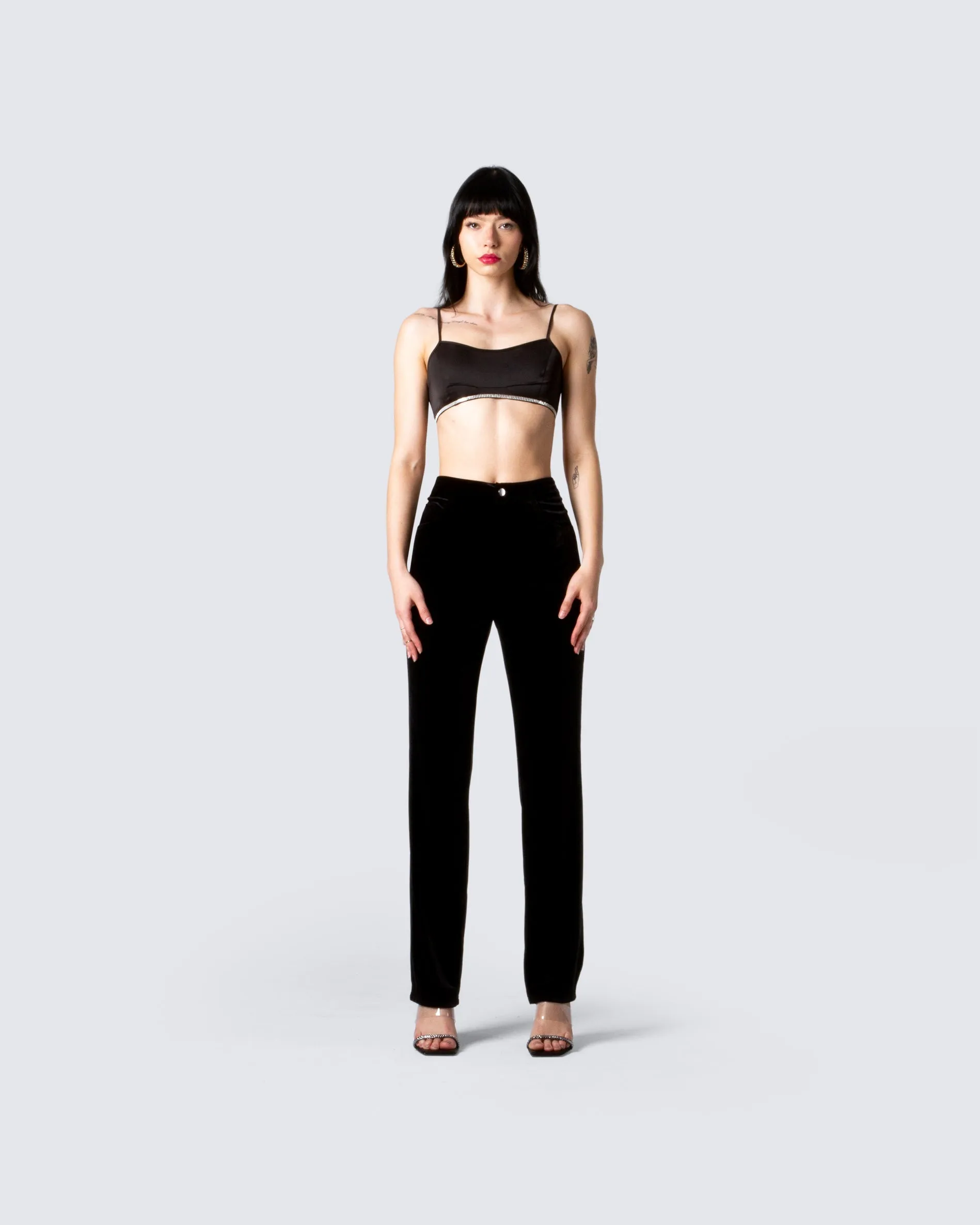 Addison Black Velvet Pant