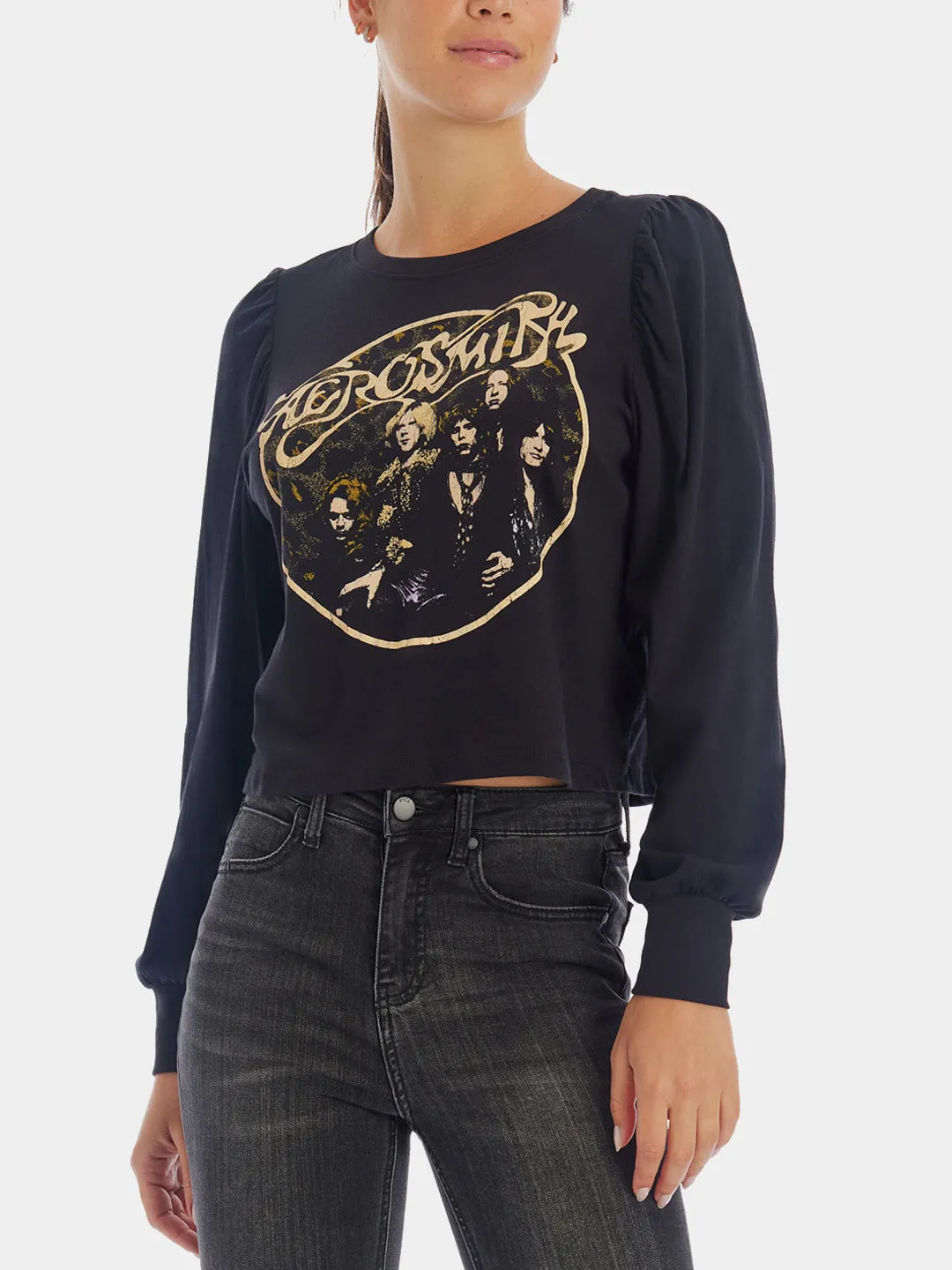 Aerosmith InchBack In The SaddleInch Puff Sleeve Band T-Shirt