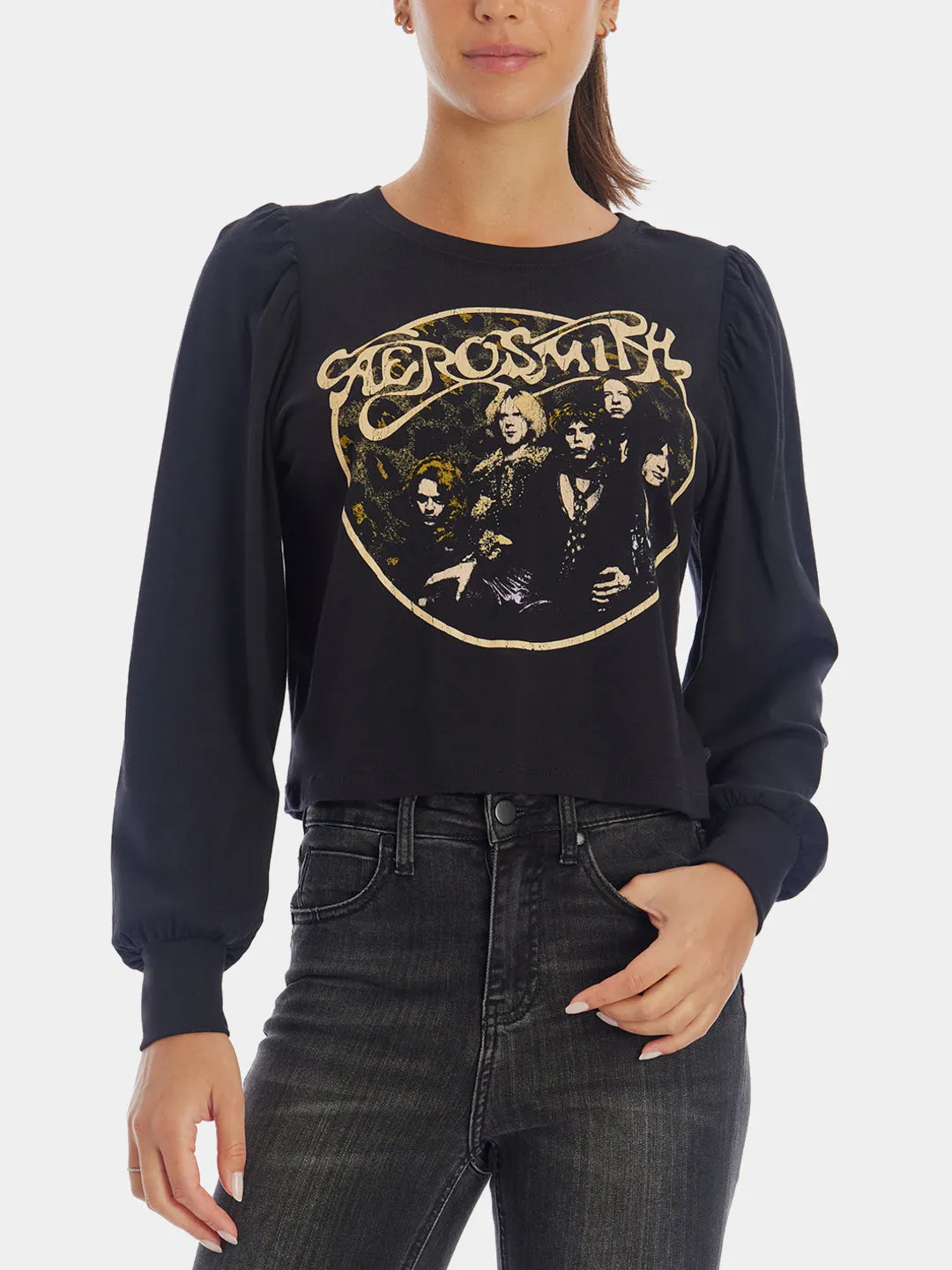 Aerosmith InchBack In The SaddleInch Puff Sleeve Band T-Shirt