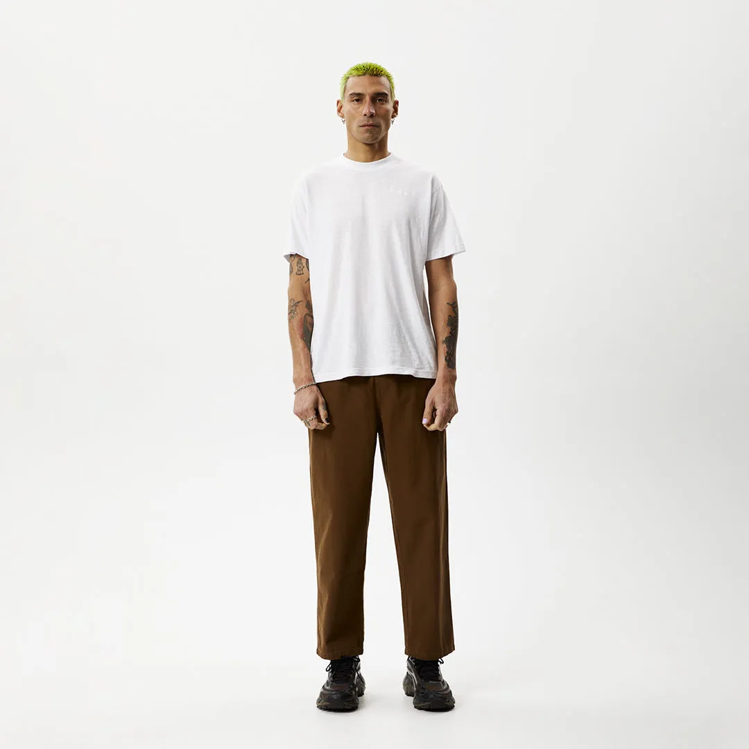 AFENDS Mens Ninety Eights - Baggy Elastic Waist Pants - Toffee