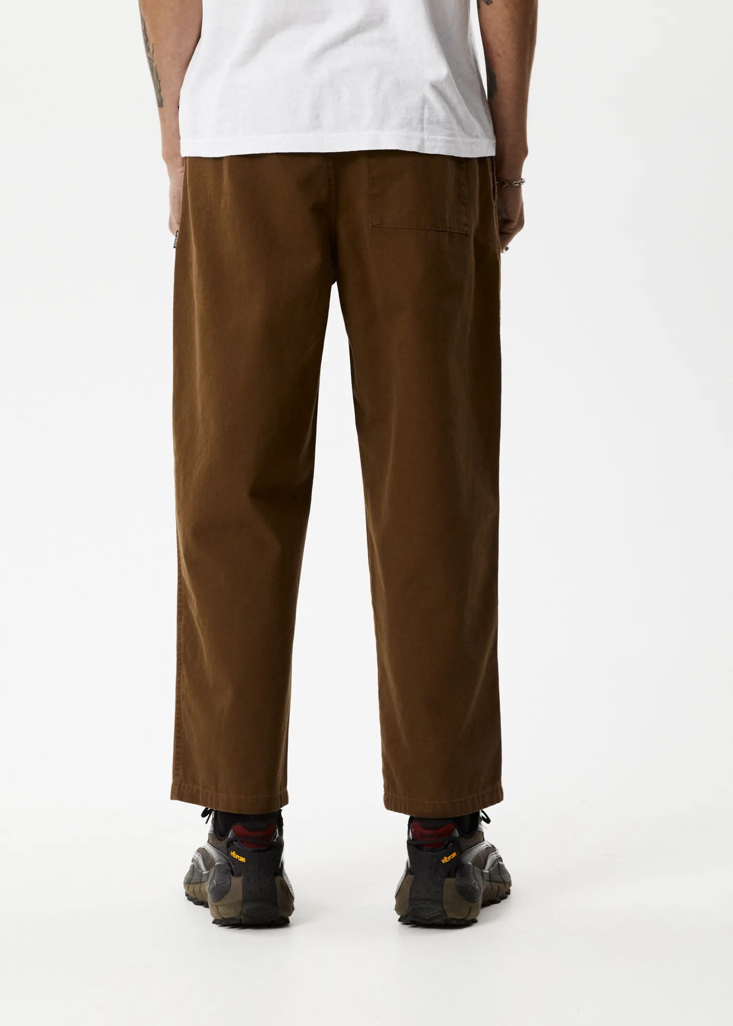 AFENDS Mens Ninety Eights - Baggy Elastic Waist Pants - Toffee