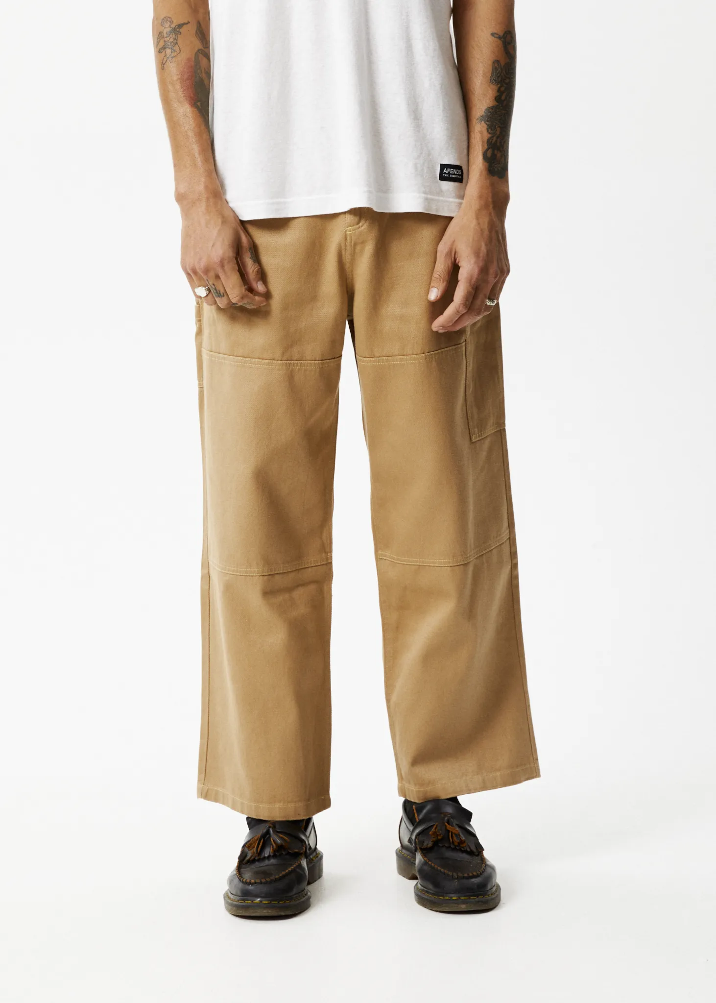 AFENDS Mens Sleepy Hollow Richmond - Twill Baggy Carpenter Pants - Tan