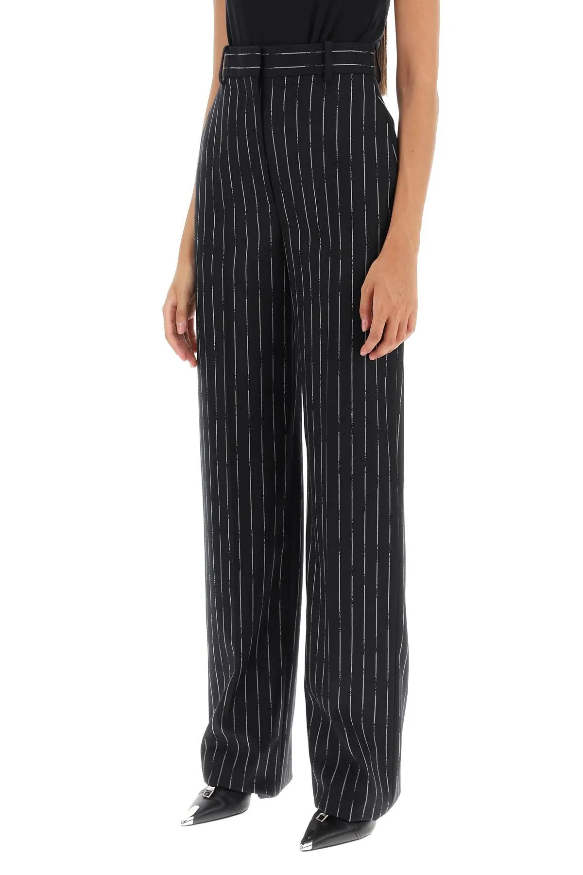 Alexander Mcqueen Broken Pinstripe Trousers (Size - 38)