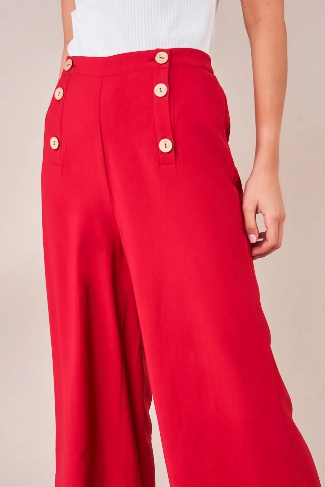 All Aboard Button Front Culotte Pants