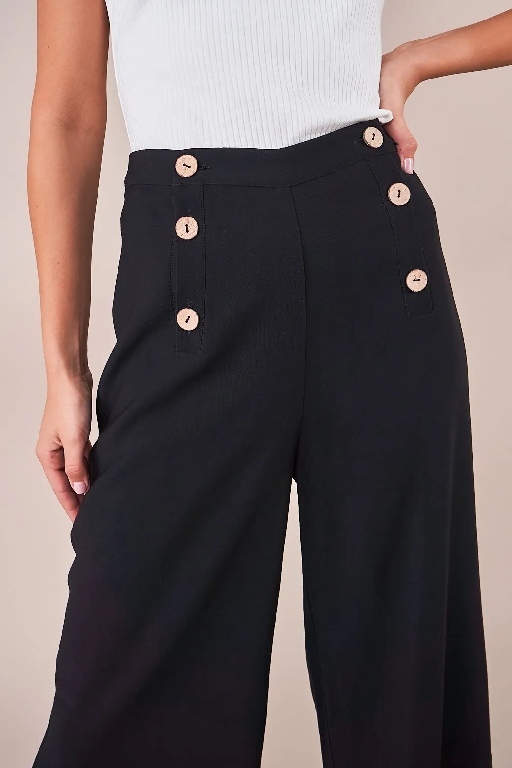 All Aboard Button Front Culotte Pants