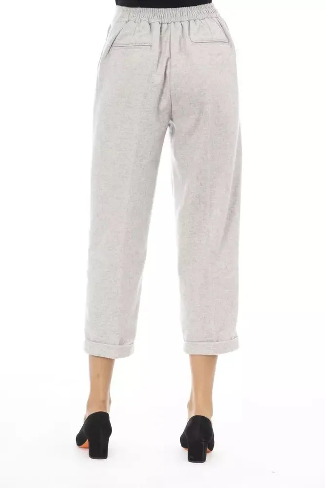 Alpha Studio Gray Wool Women Trouser