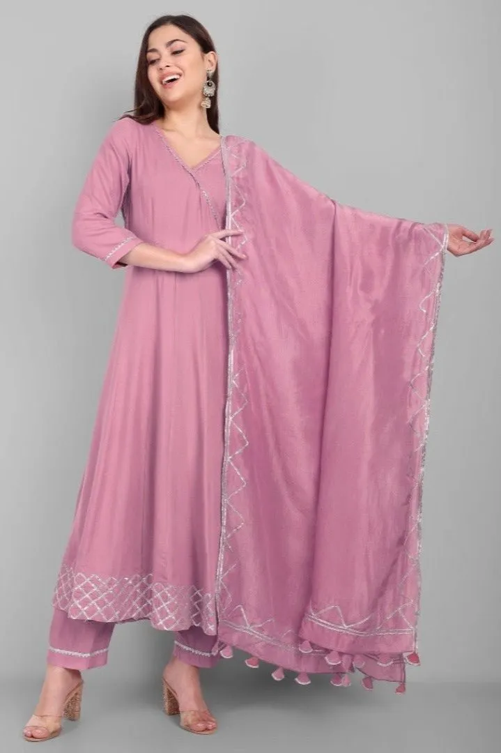 Amreen Blushing Pink Angrakha and Dupatta - Set of 3