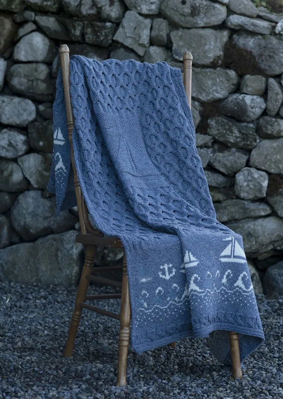 Aran Sailing Blanket - Blue