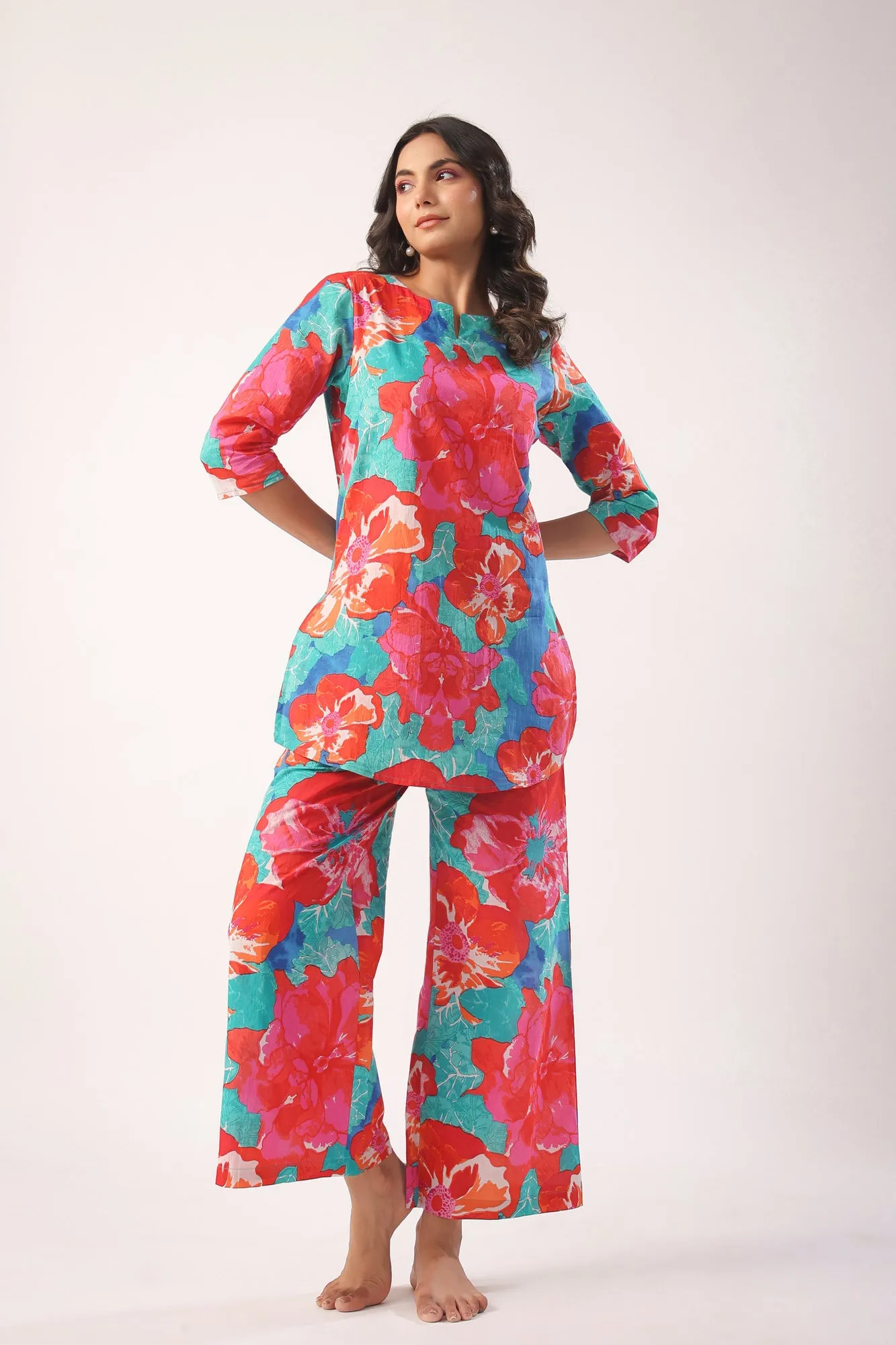 Artistic Bloom Cotton Lounge Co-ord Set