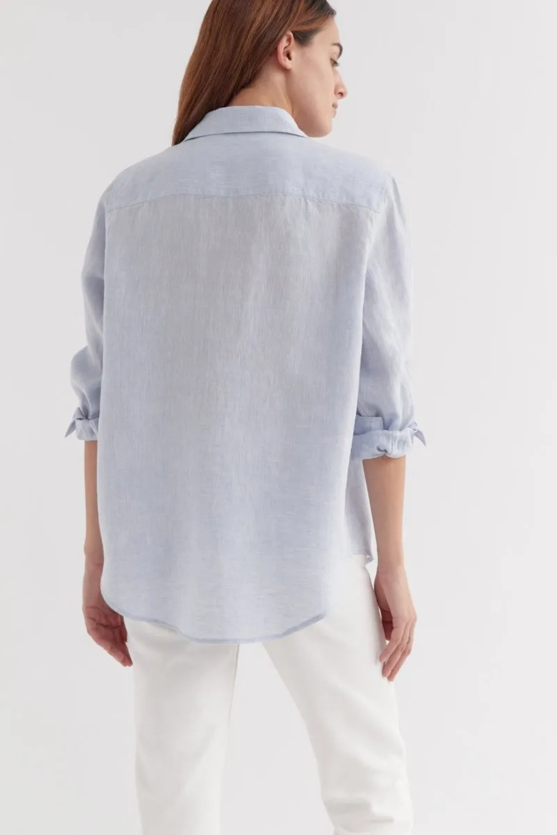 Assembly Label - Xander Linen Shirt - Sky Chambray