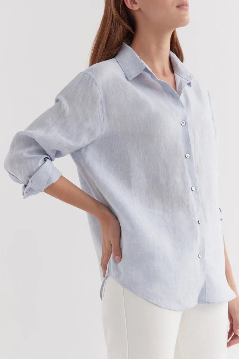 Assembly Label - Xander Linen Shirt - Sky Chambray