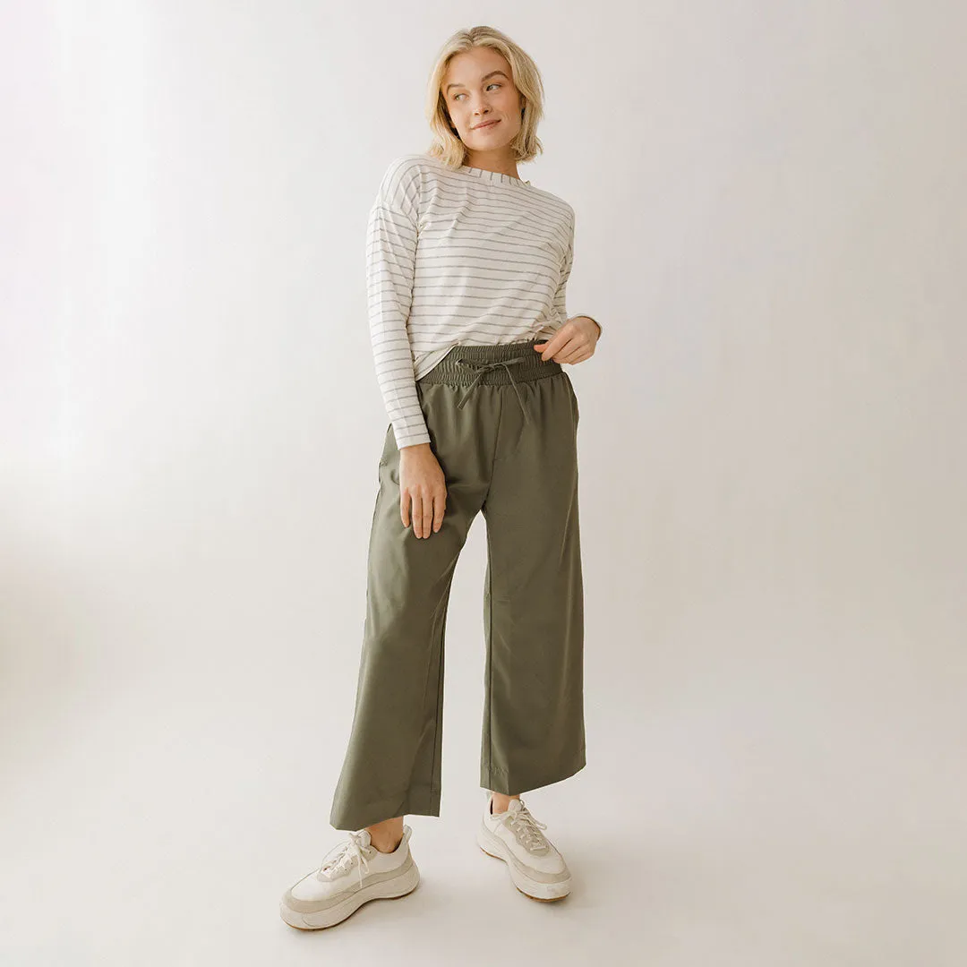 Audrey Wide Leg Pants, Olive