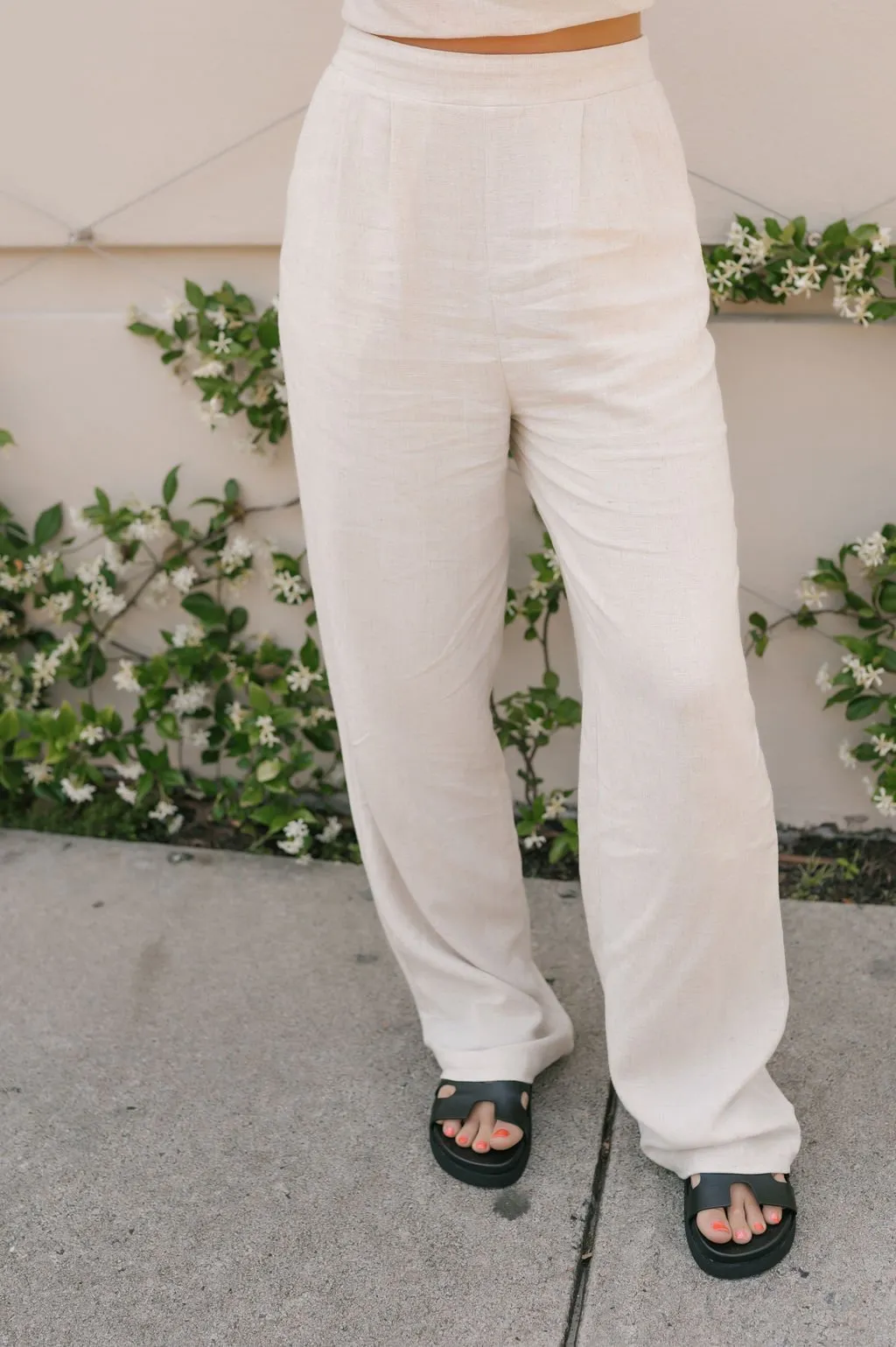 Beach Boardwalk Oatmeal Linen Pants - FINAL SALE