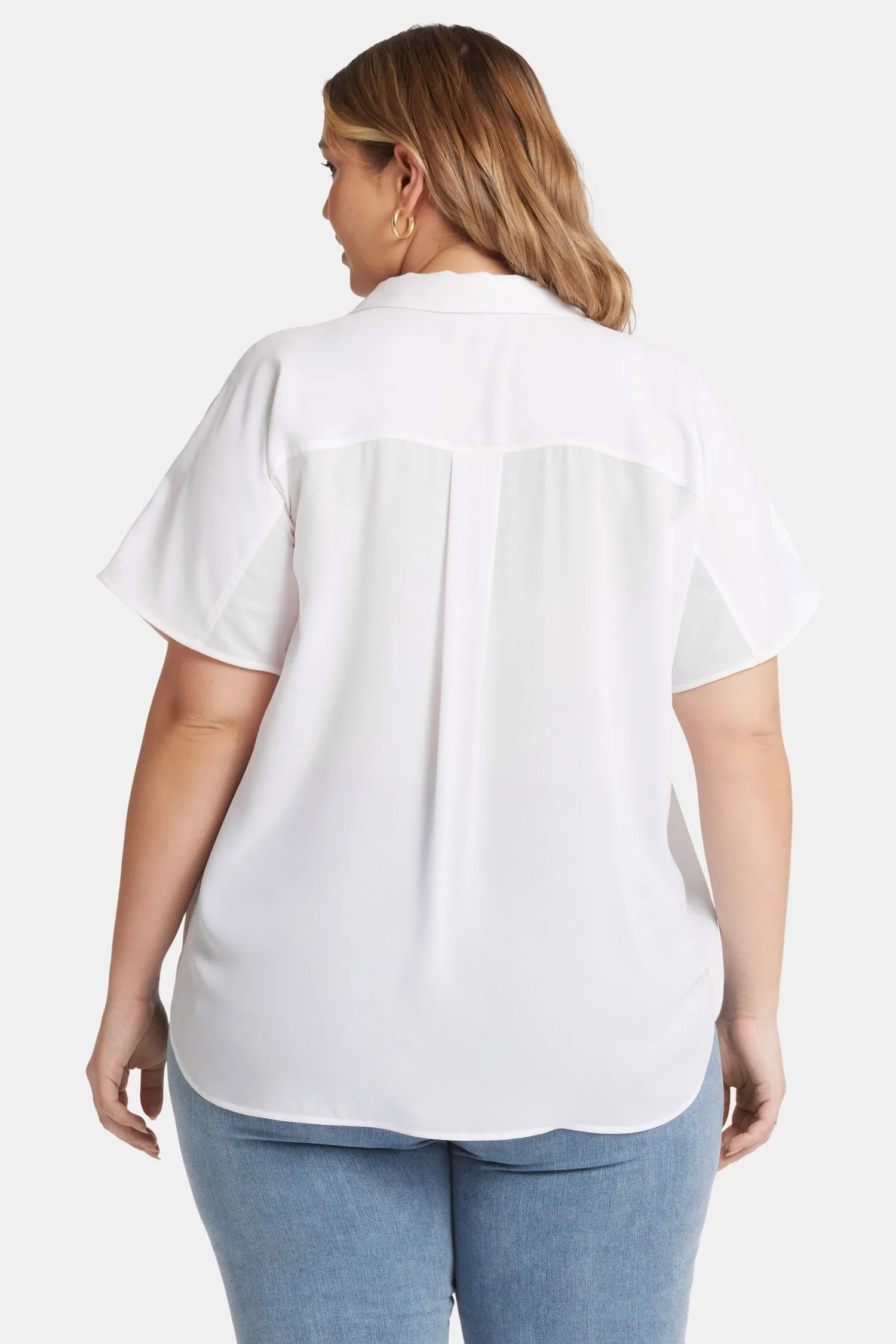 Becky Short Sleeved Blouse In Plus Size - Optic White