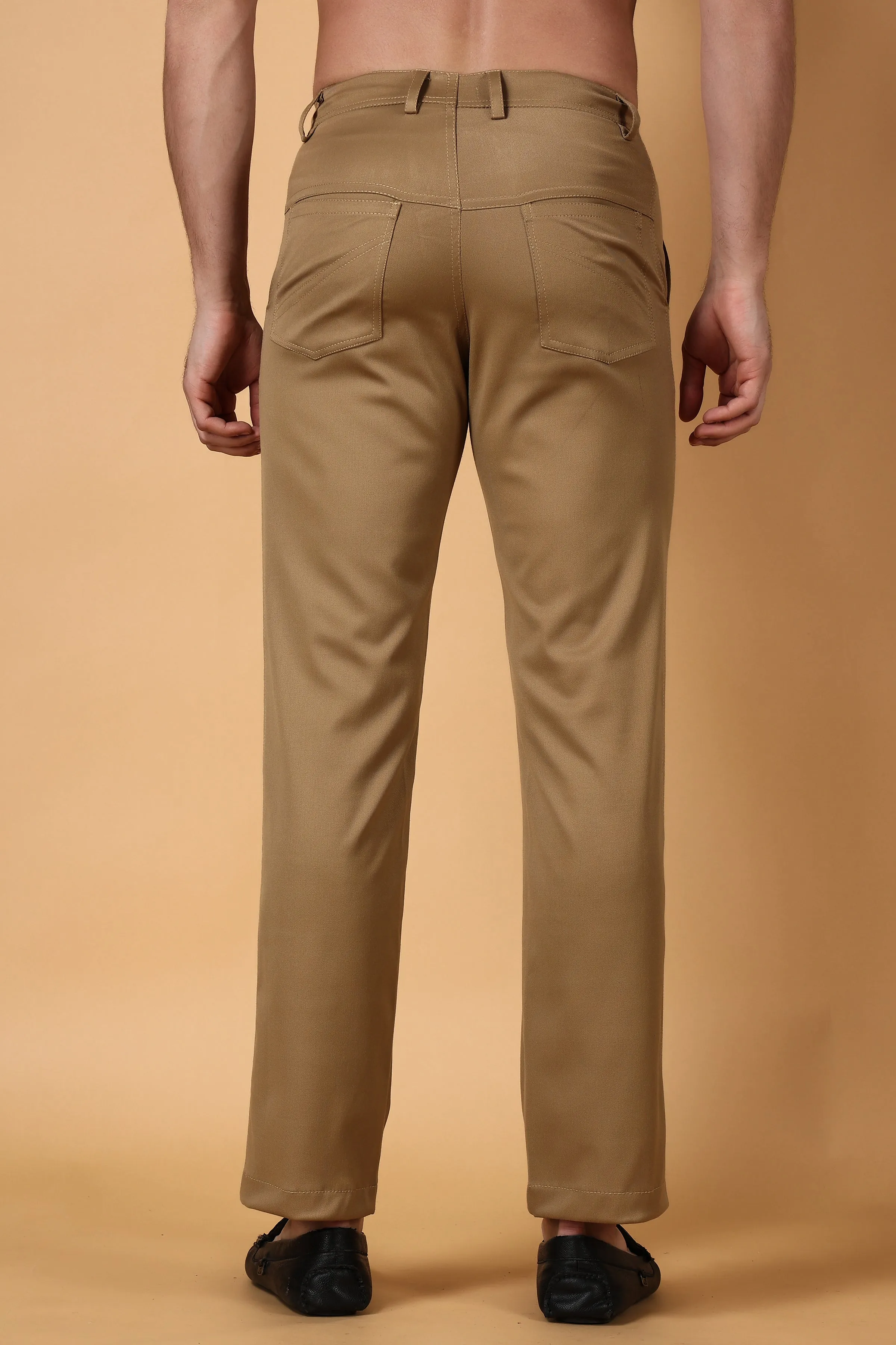 Beige Cotton Lycra Chinos