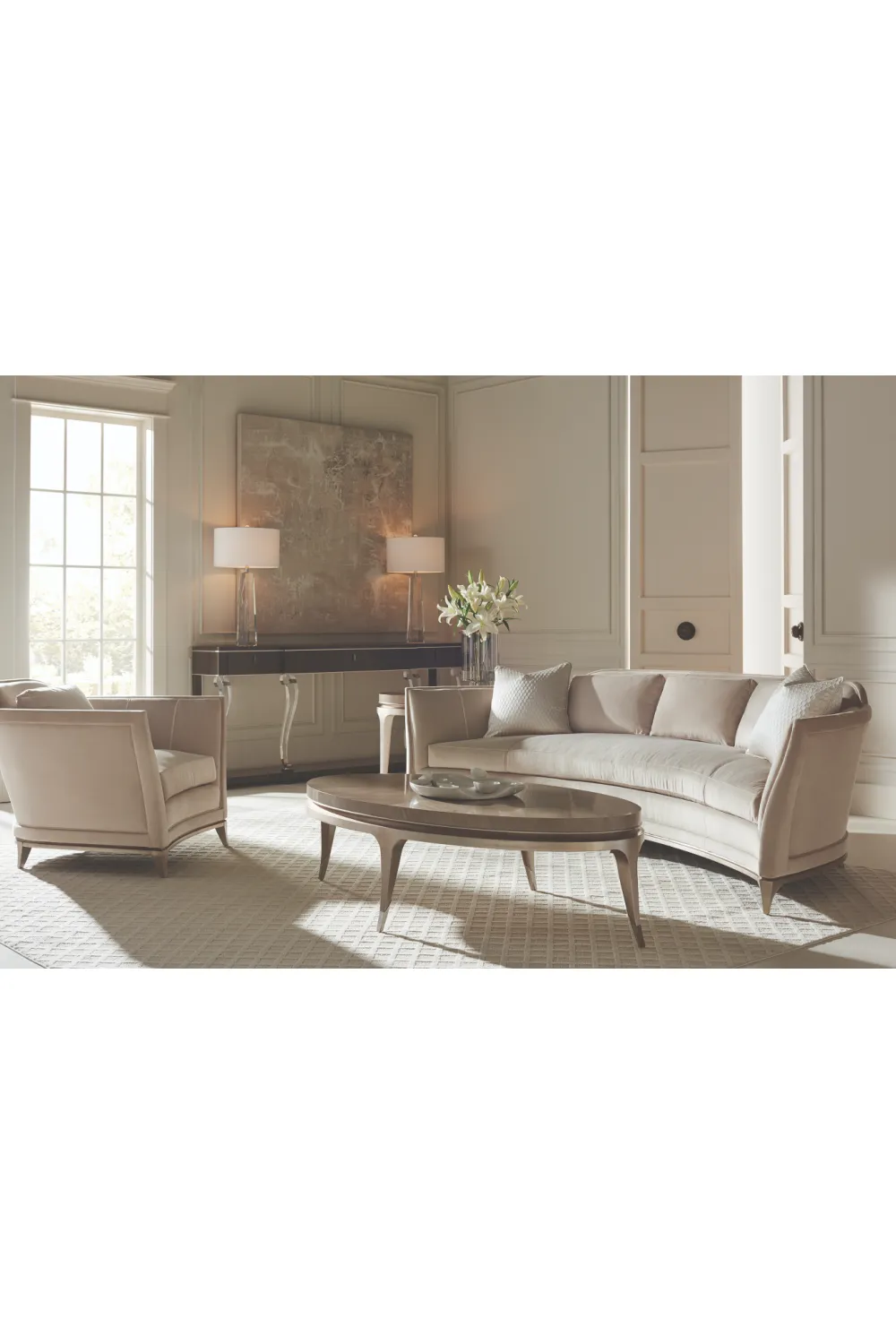 Beige Curved Sofa | Caracole Bend The Rules