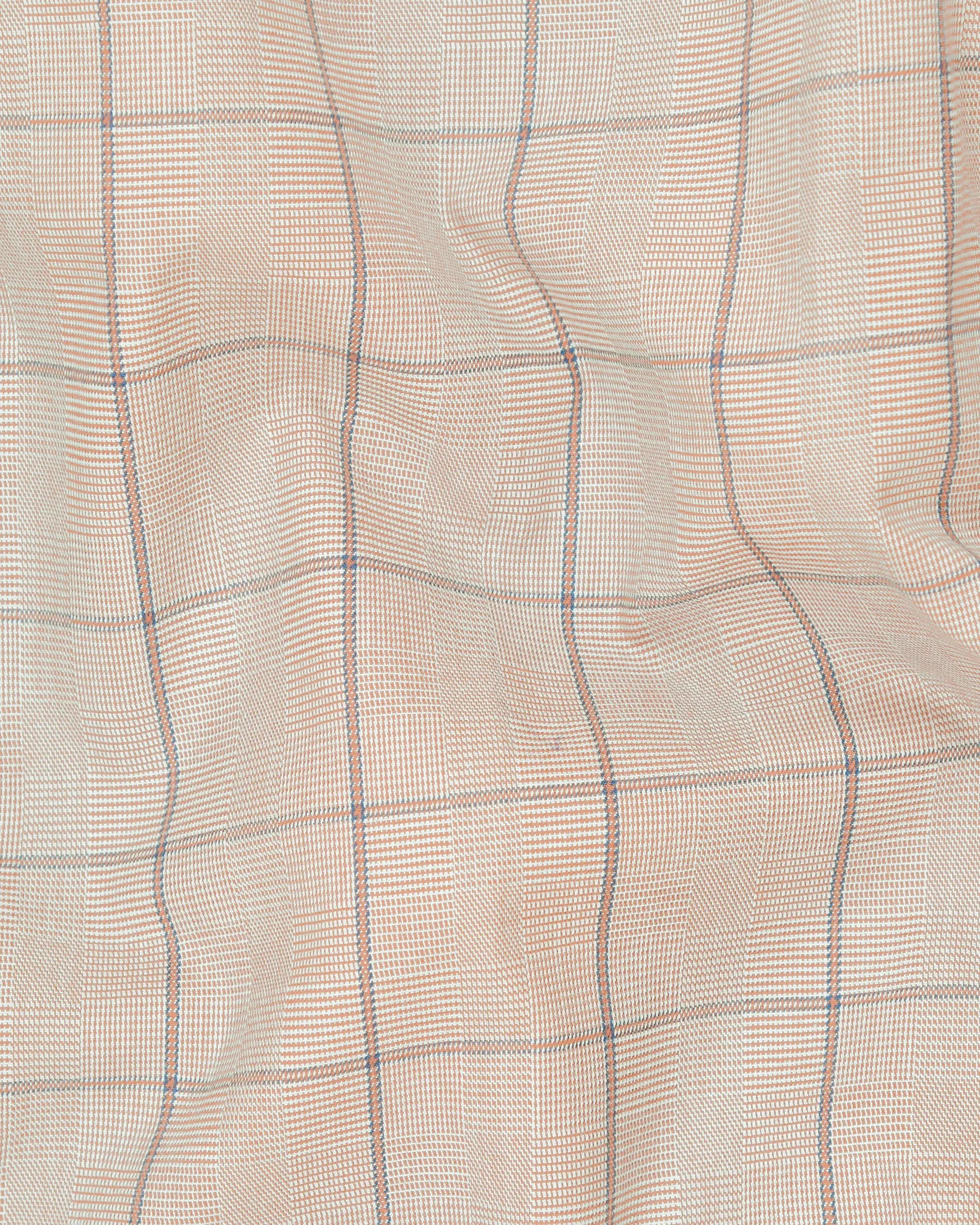 Beige Windowpane Wool Rich Pant