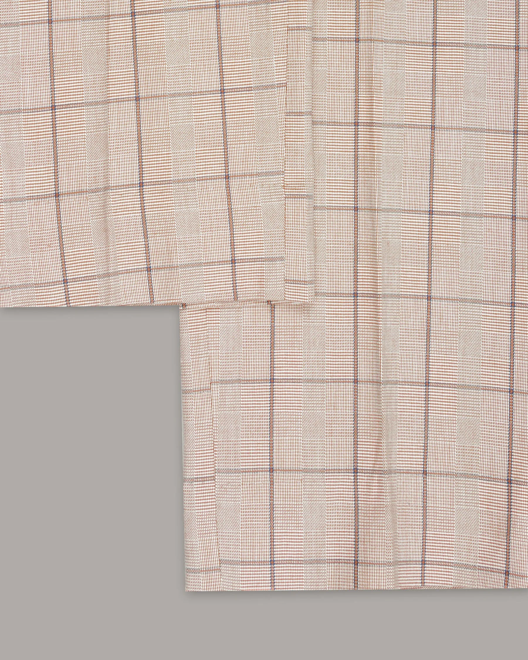 Beige Windowpane Wool Rich Pant