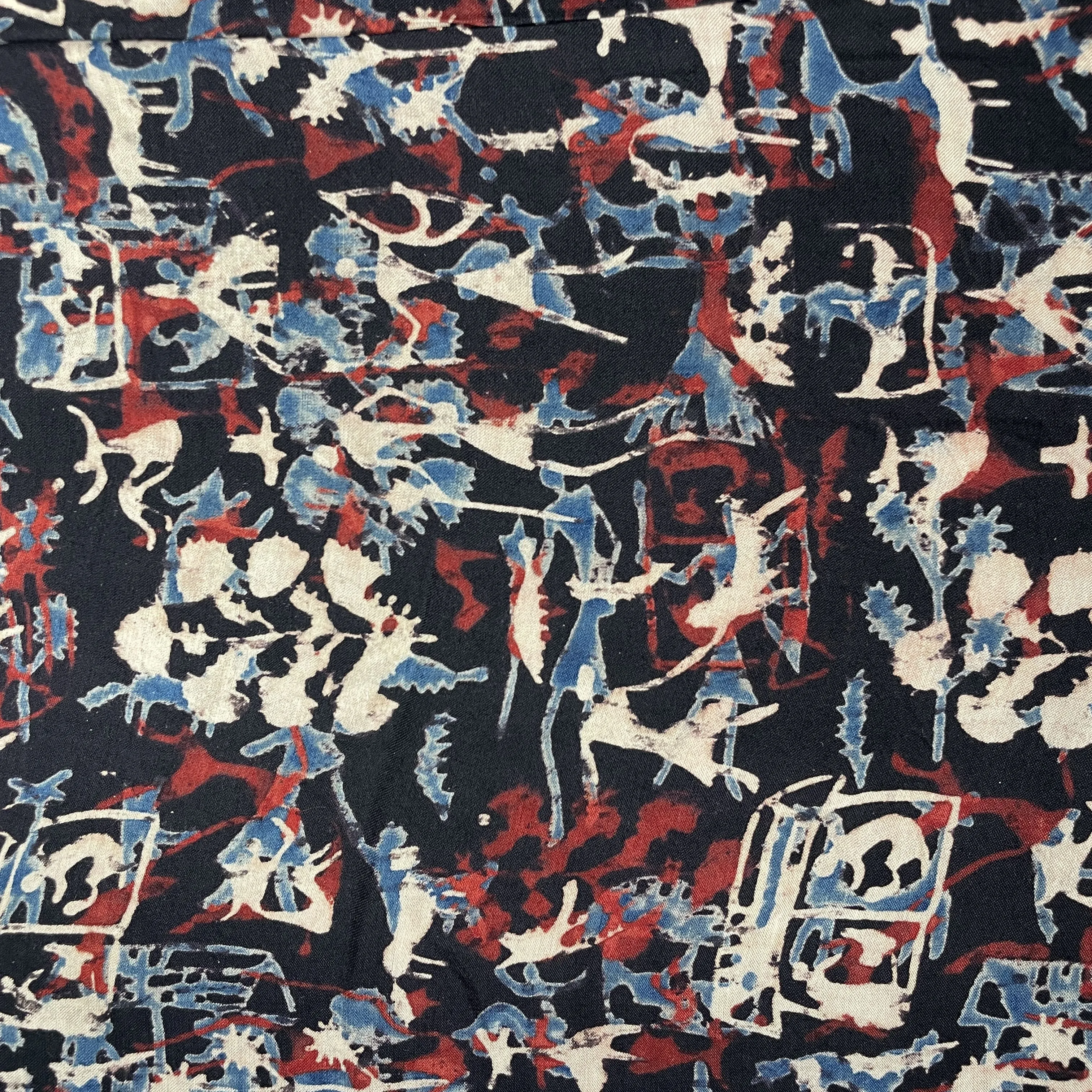 Black Batik Print Modal Silk Fabric 19560