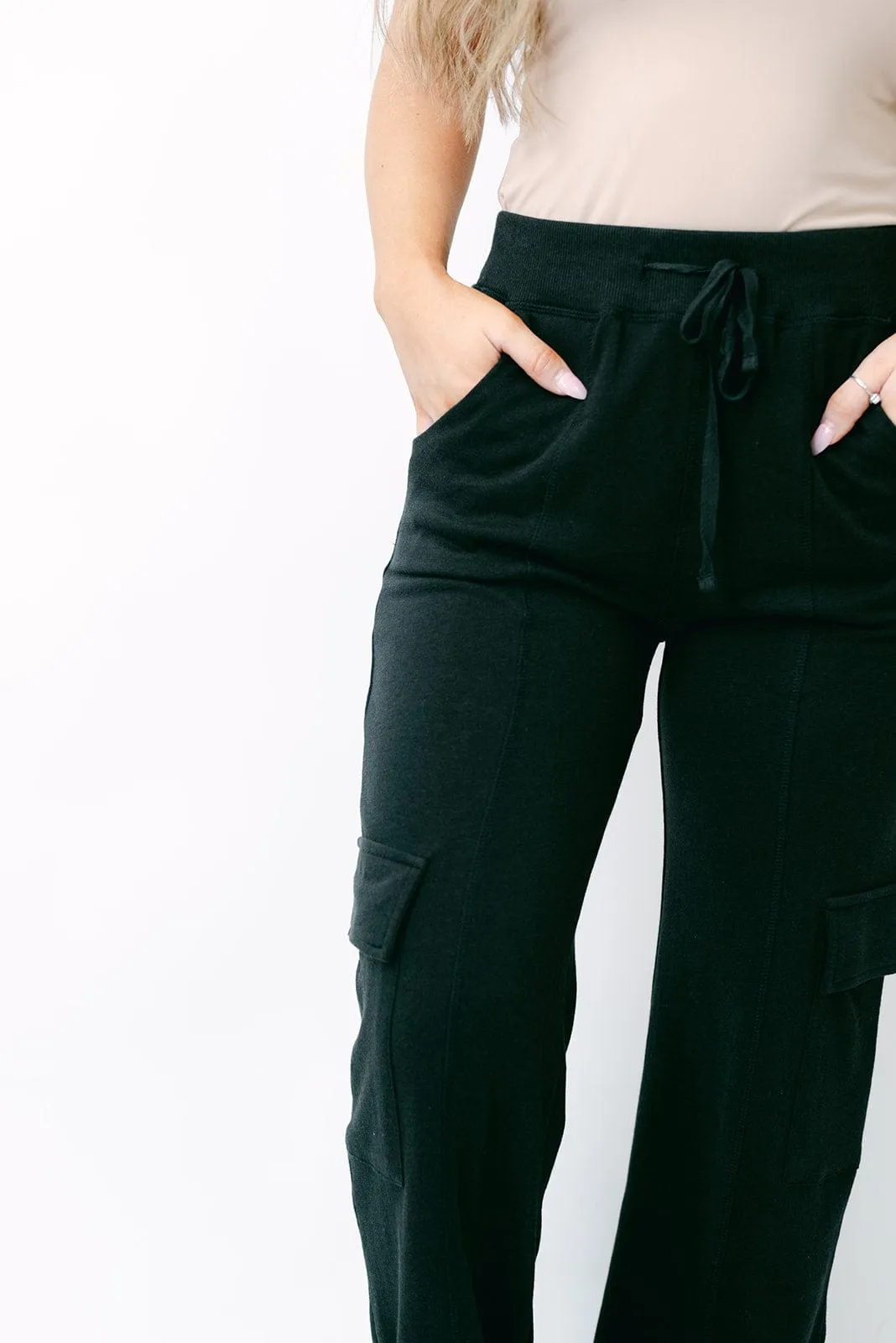 Black Cargo Drawstring Pants