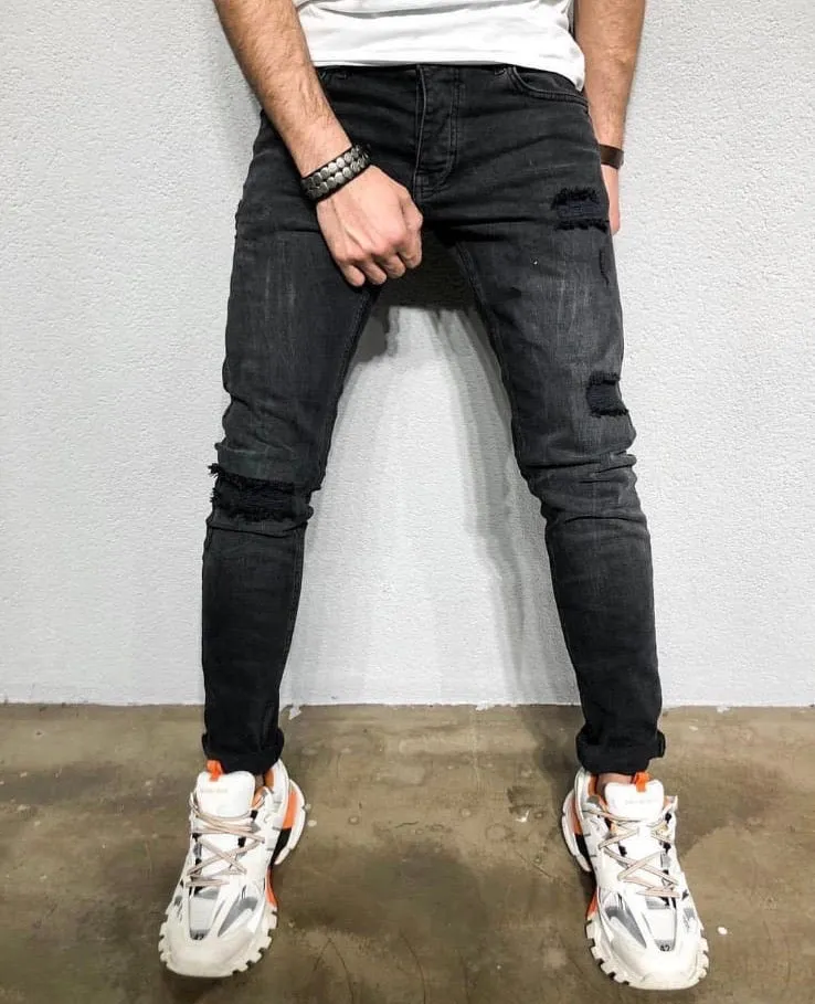 Black Ripped Ultra Skinny Jeans BL278 Streetwear Mens Jeans