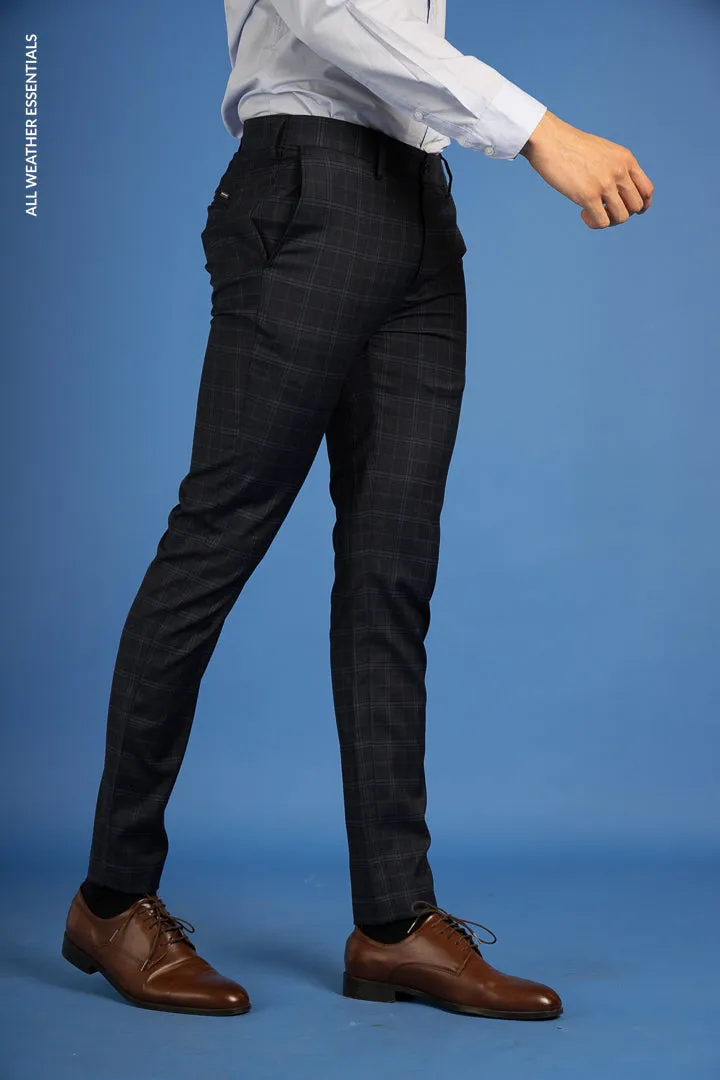 Blue Melange Checks All Weather Stretch Pants