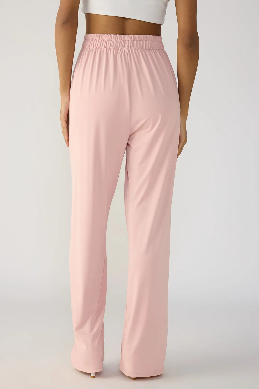 Blush Pink Elasticated Flared Korean Pants