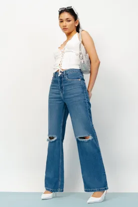 Box Ripped Wide Jeans