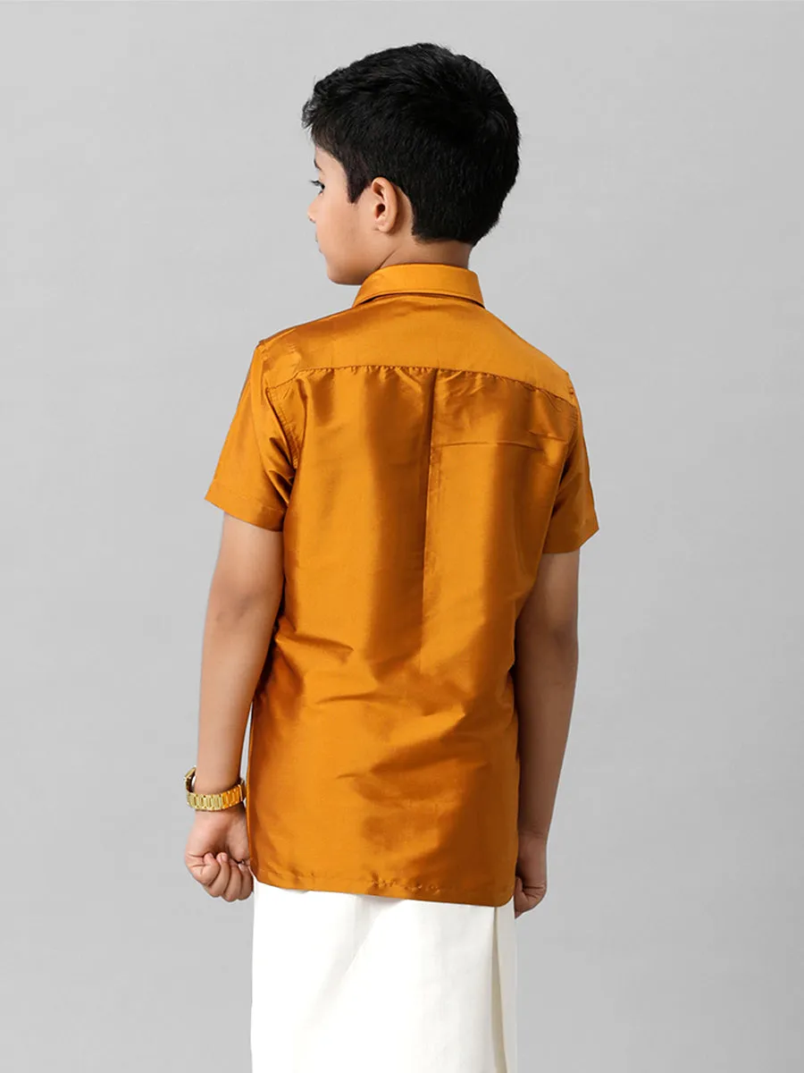 Boys Silk Cotton Mustard Half Sleeves Shirt K37