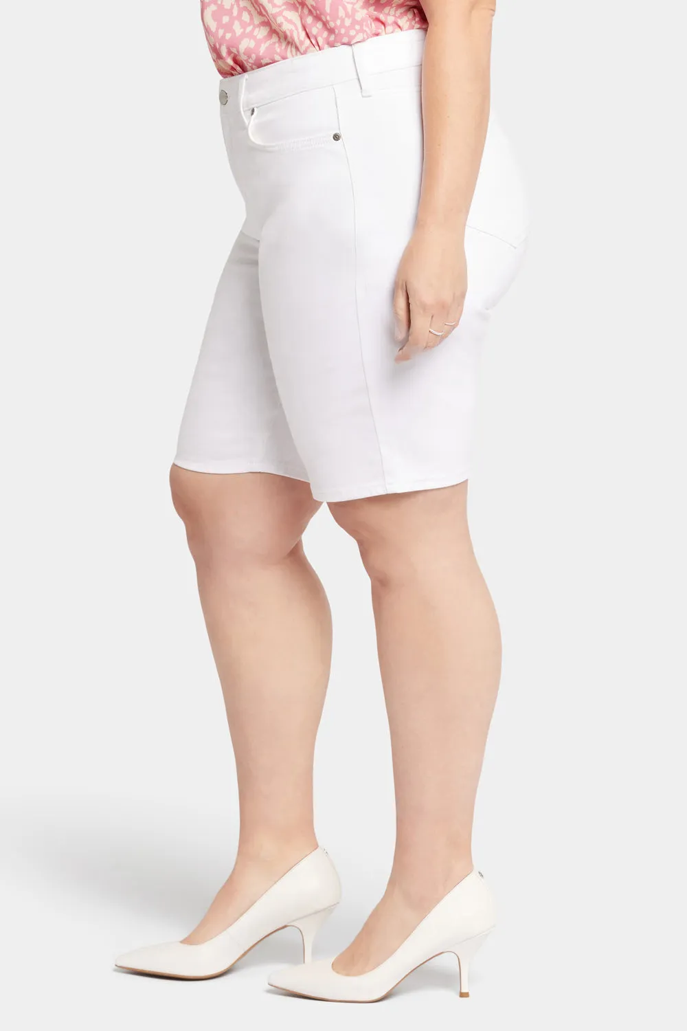 Briella 11 Inch Denim Shorts In Plus Size - Optic White