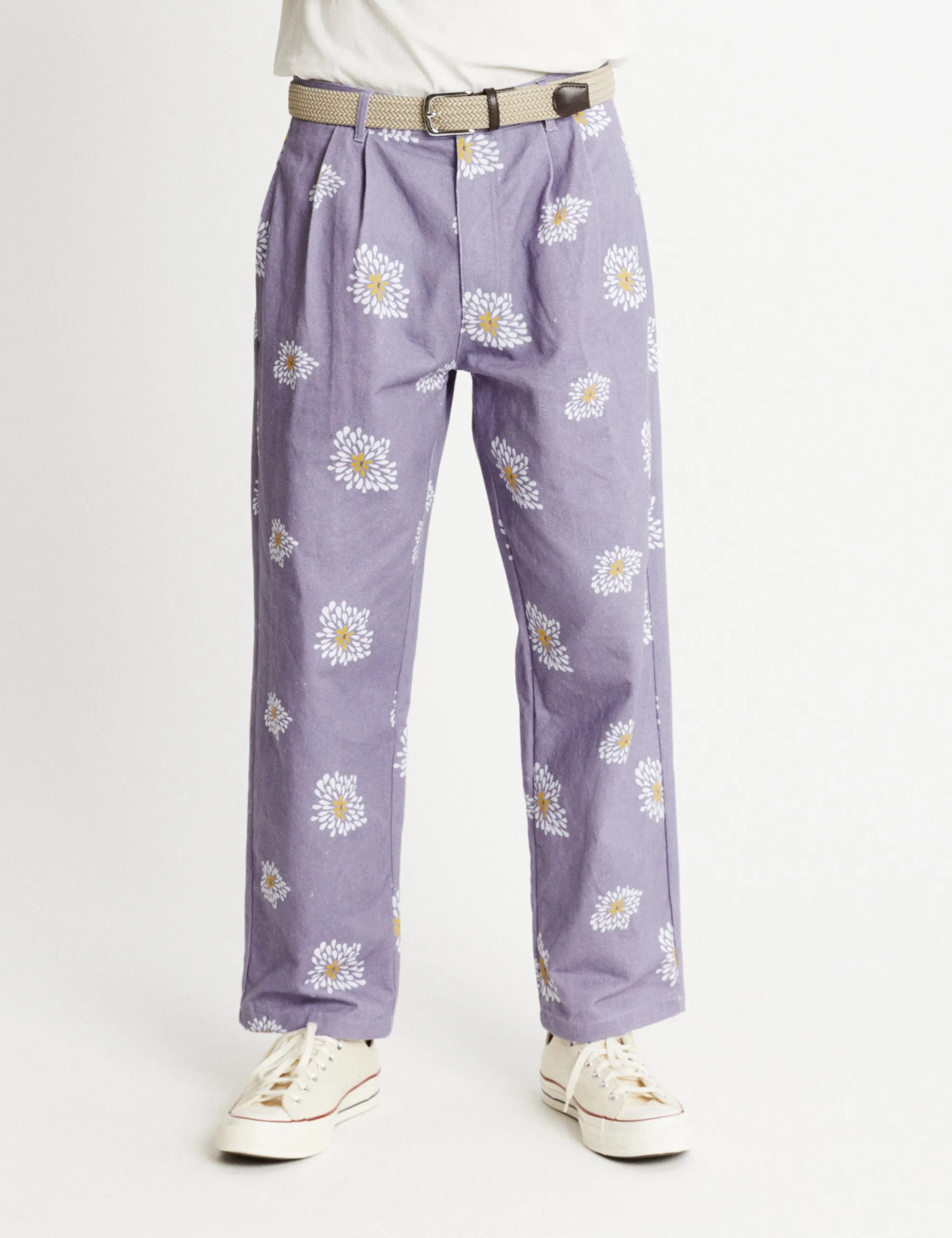 Brooklyn Pleated Pant - Light Violet Flower