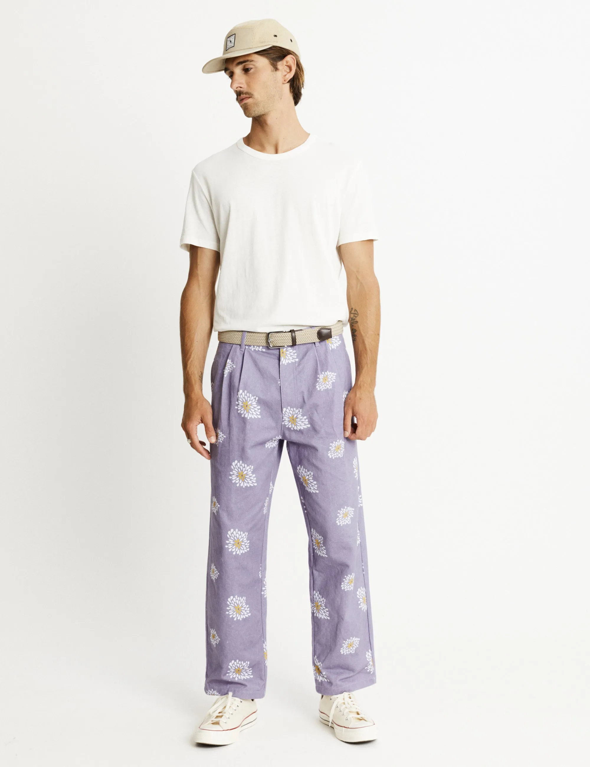 Brooklyn Pleated Pant - Light Violet Flower