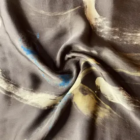 Brown Abstract Print Modal Silk Fabric 19561