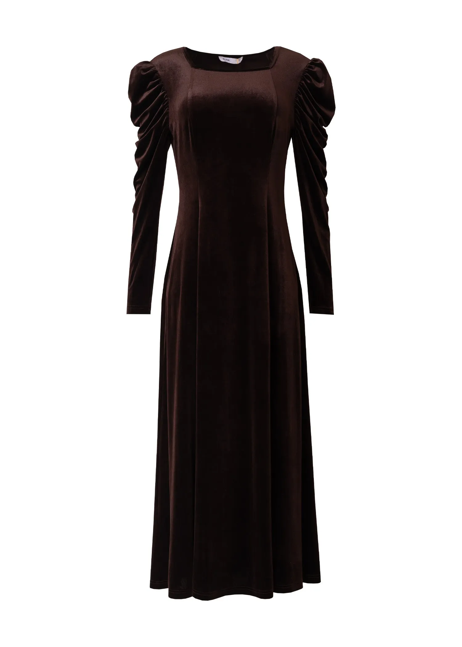 Brown Velvet Square Neck Dress