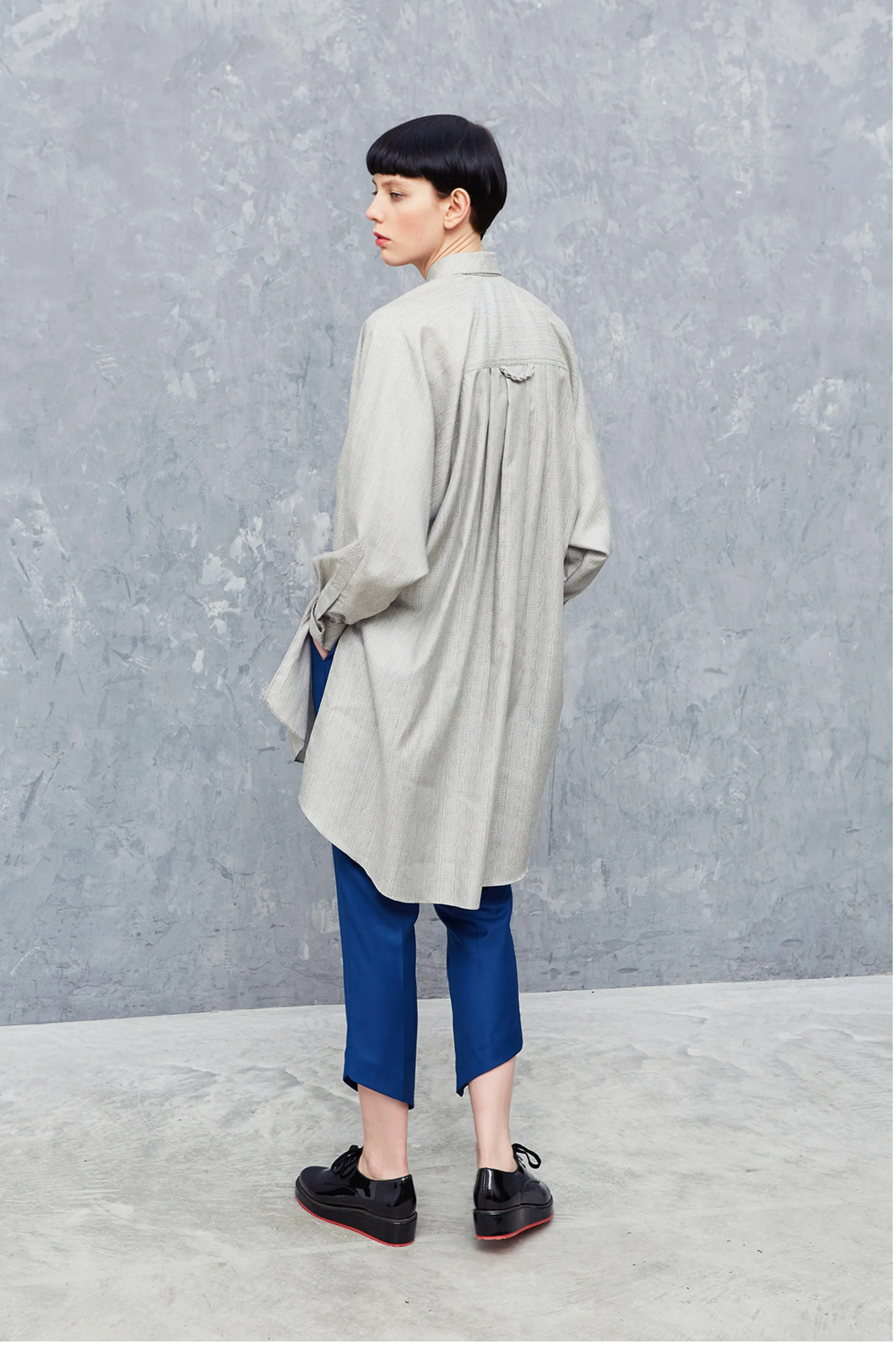 BURNETT grey - long cashmere and silk blouse