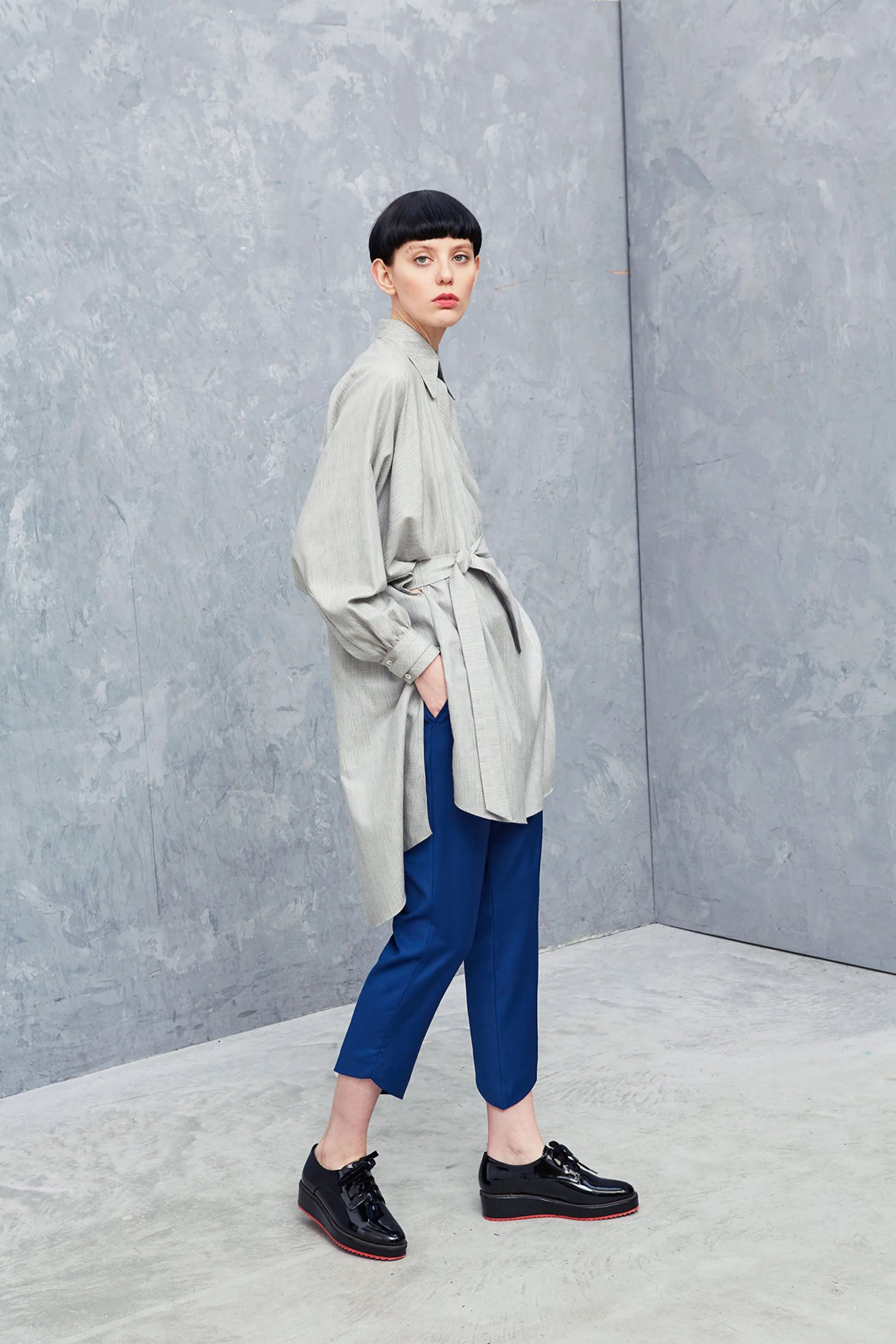 BURNETT grey - long cashmere and silk blouse