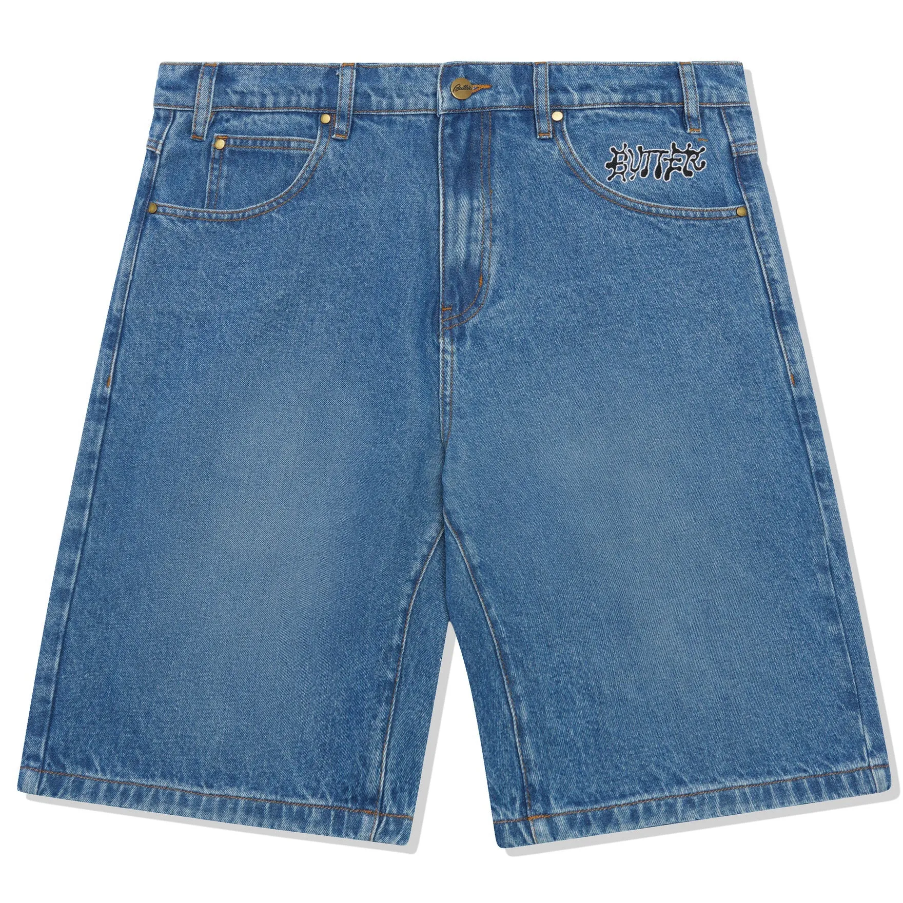 Butter Goods Ink Denim Shorts Worn Blue