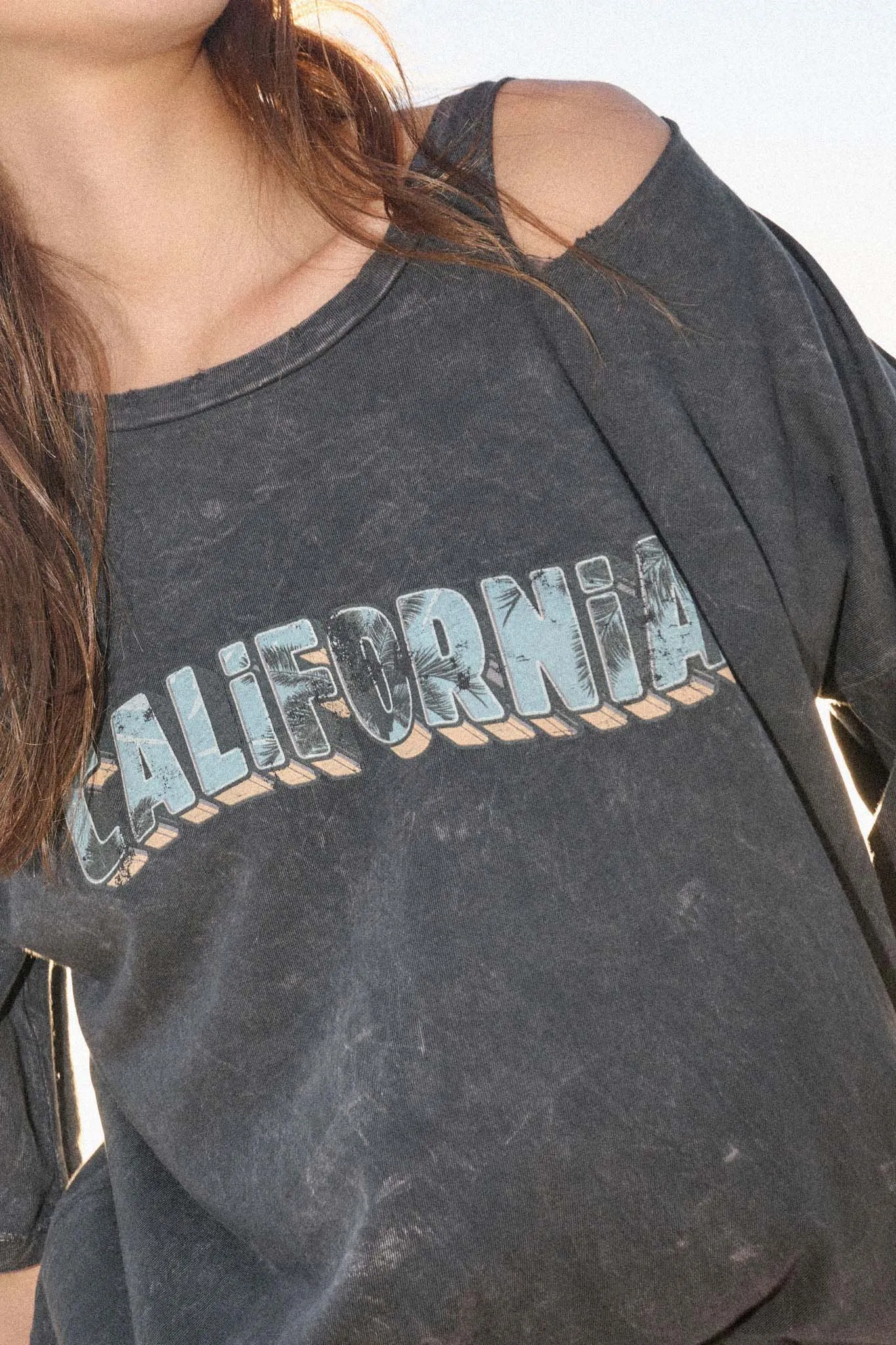 California Slashed Vintage-Wash Graphic Tee