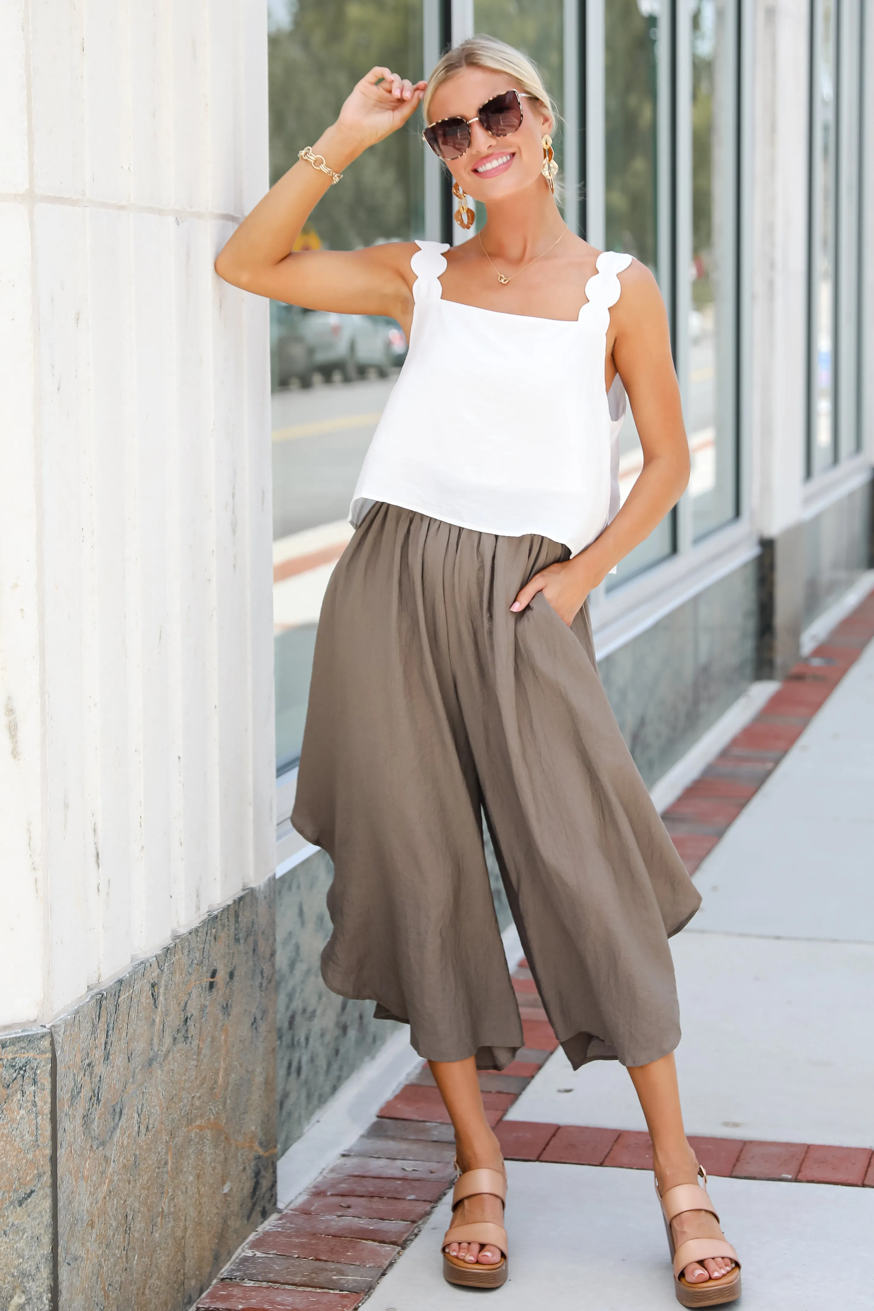 Carefree Energy Mocha Wide Leg Pants