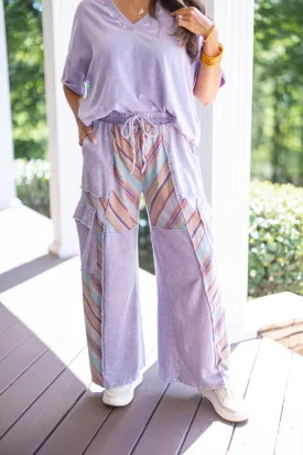 Casual Charm Washed Lavender Pants